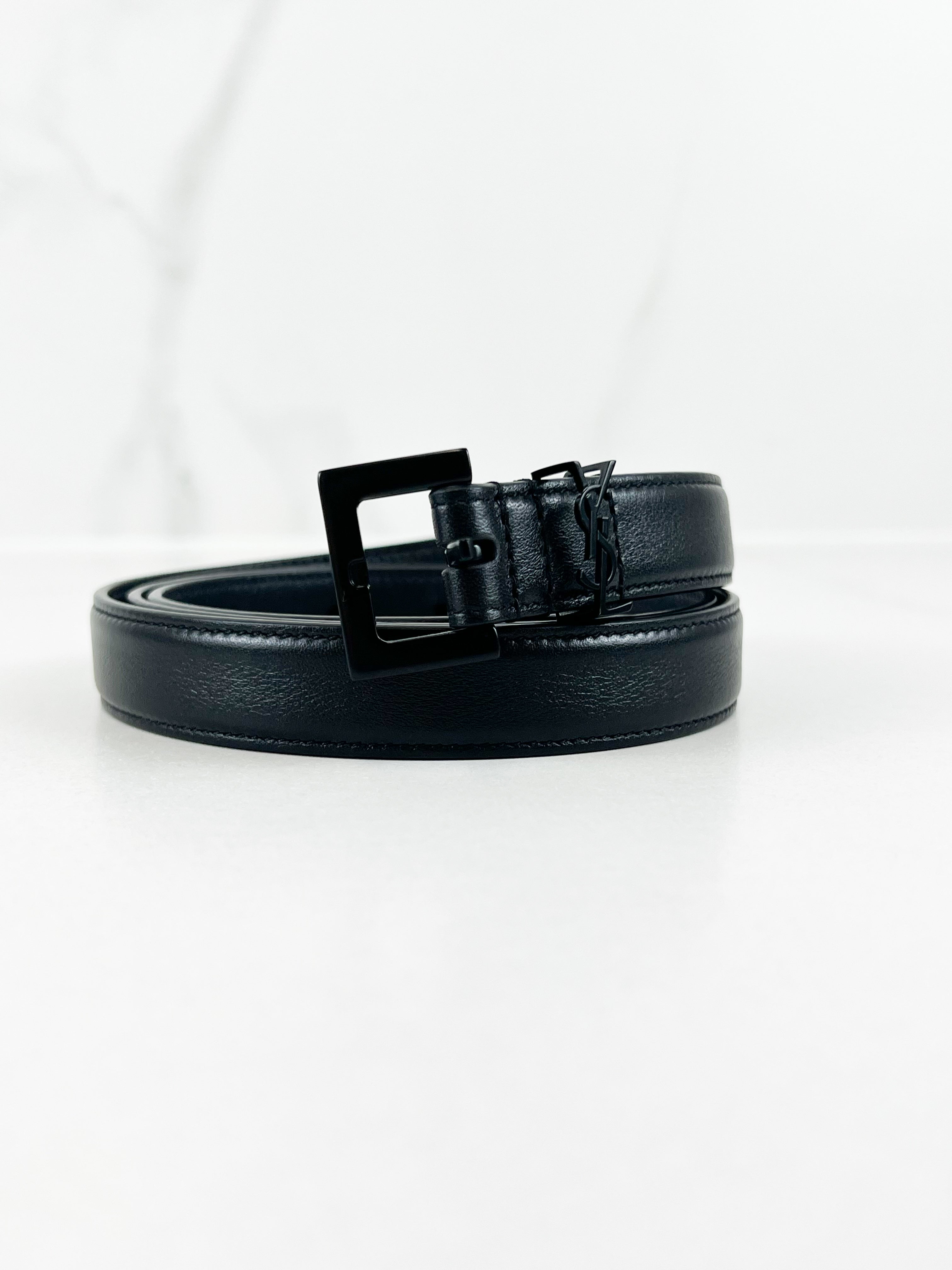 Saint Laurent Cassandre Black Belt Size 90