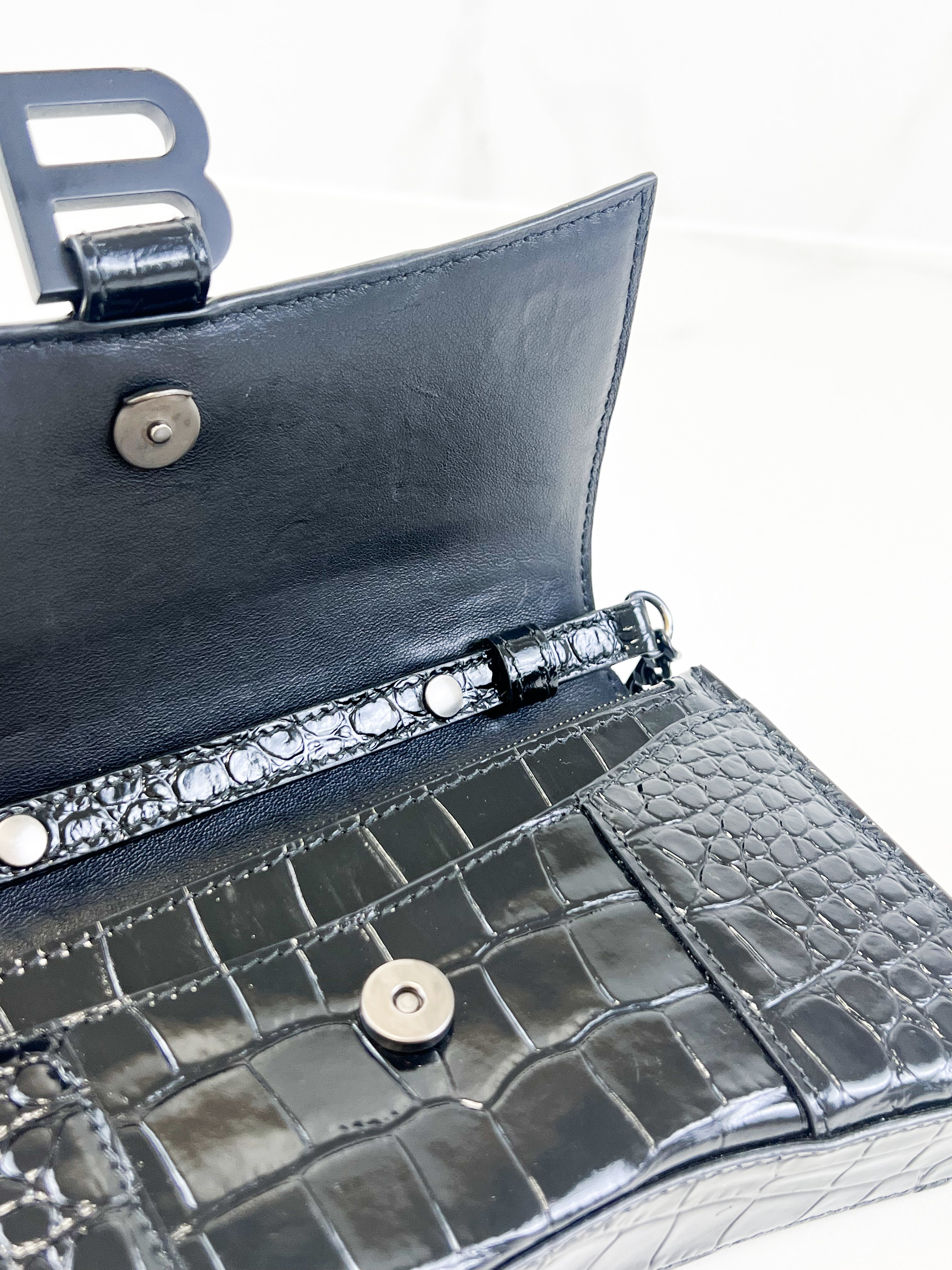 Balenciaga Black Croc Hourglass