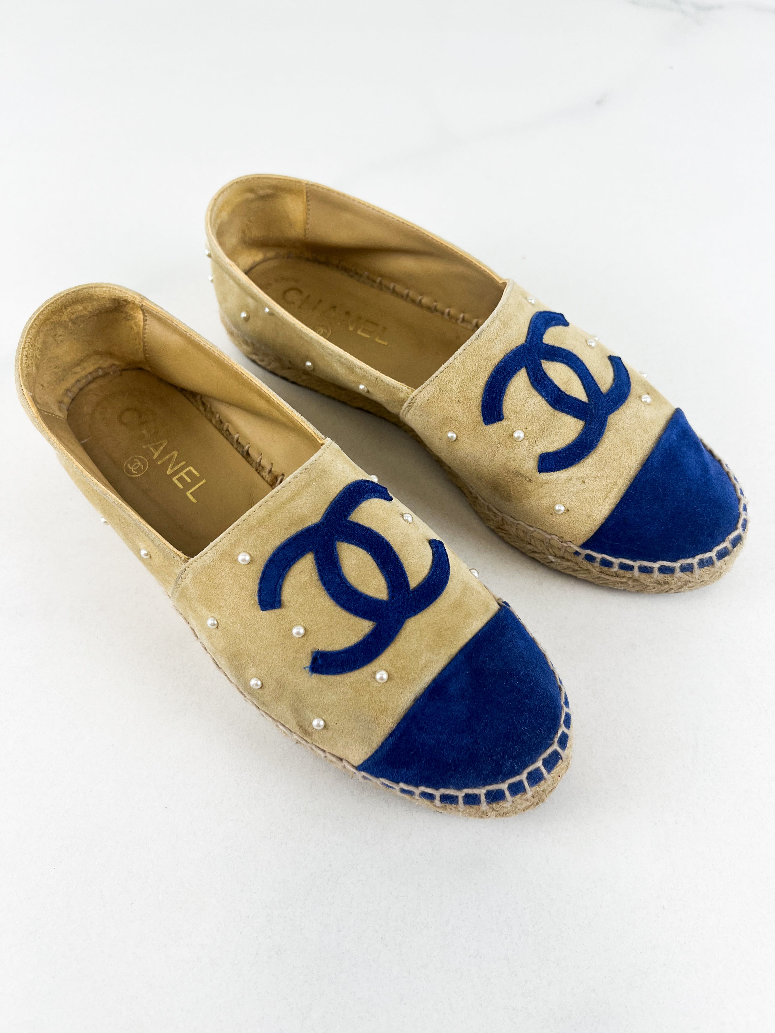 Chanel CC Velvet Espadrille Size 37