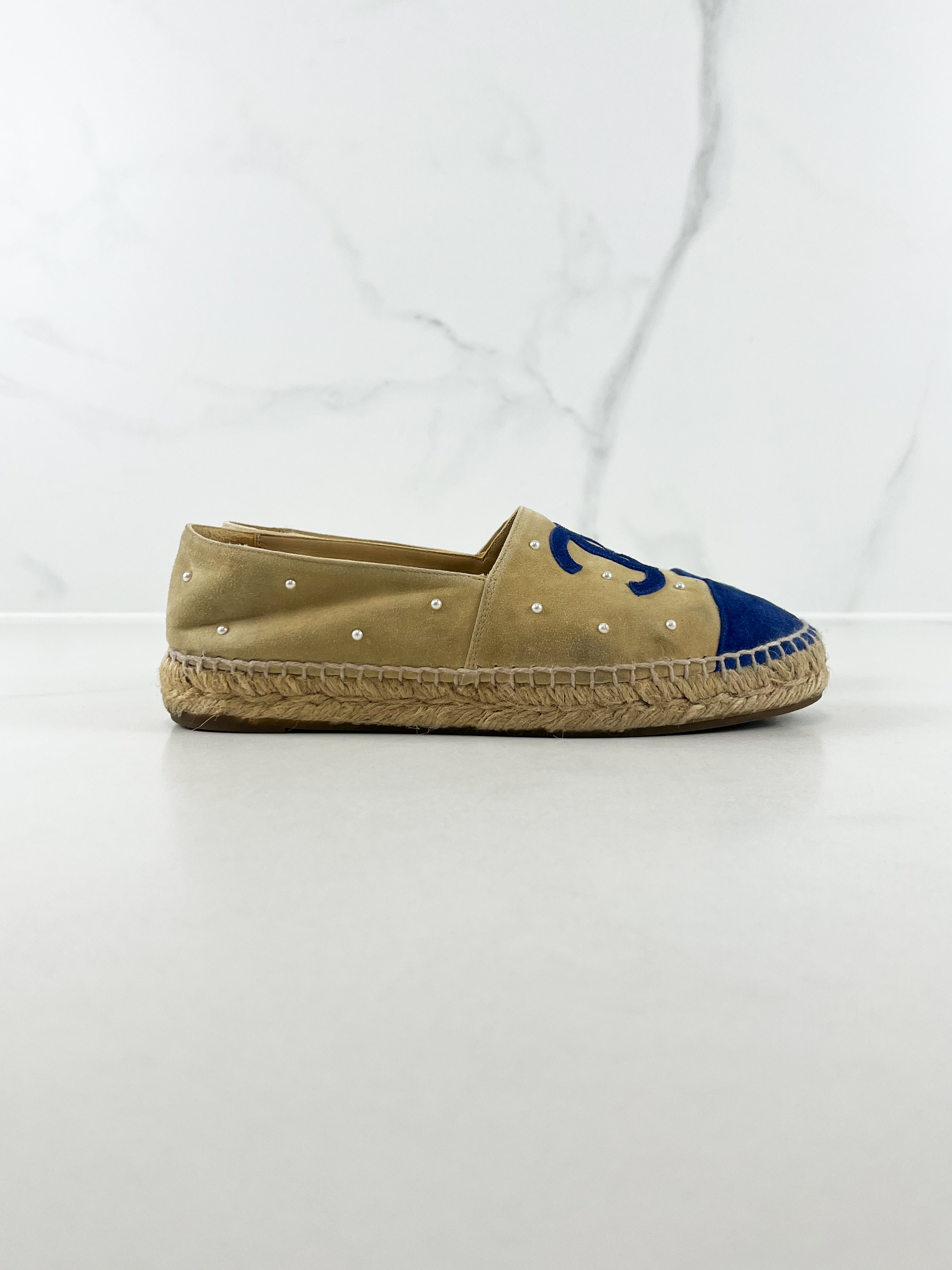 Chanel CC Velvet Espadrille Size 37