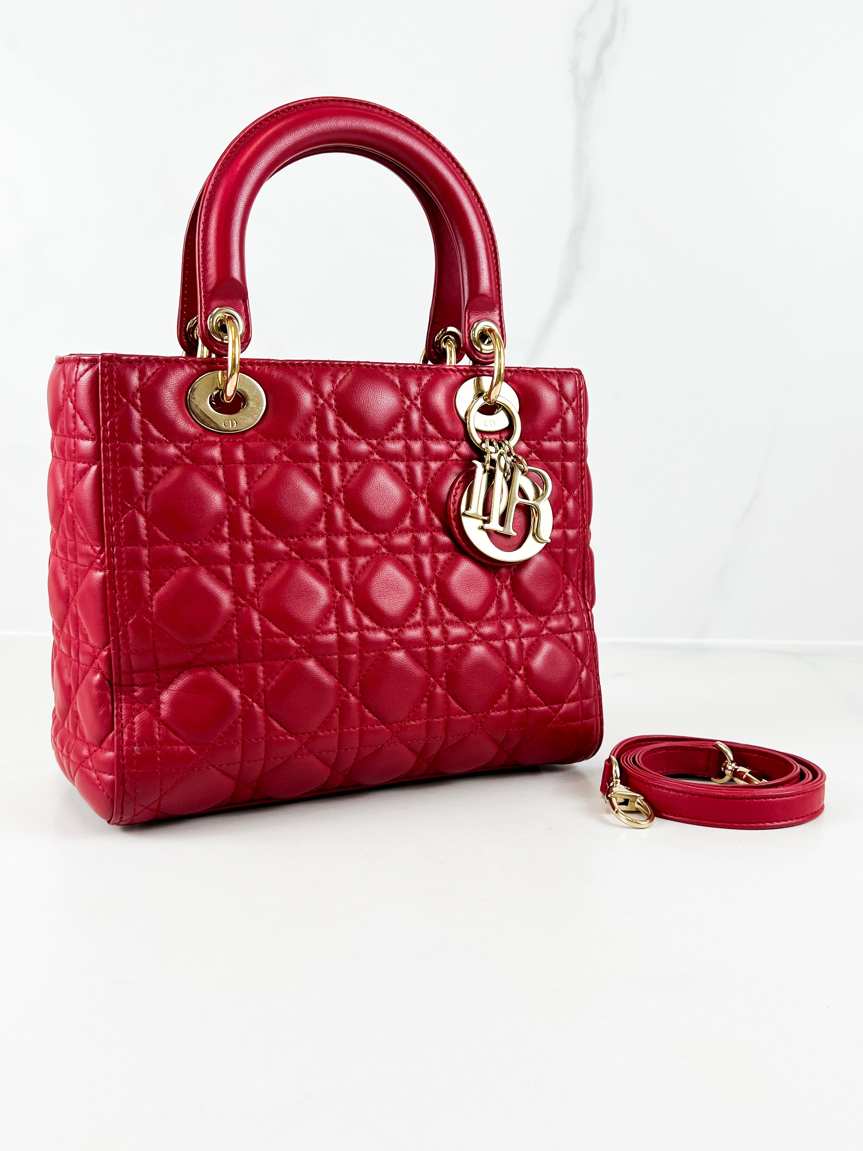 Christian Dior Red Medium Lady Dior
