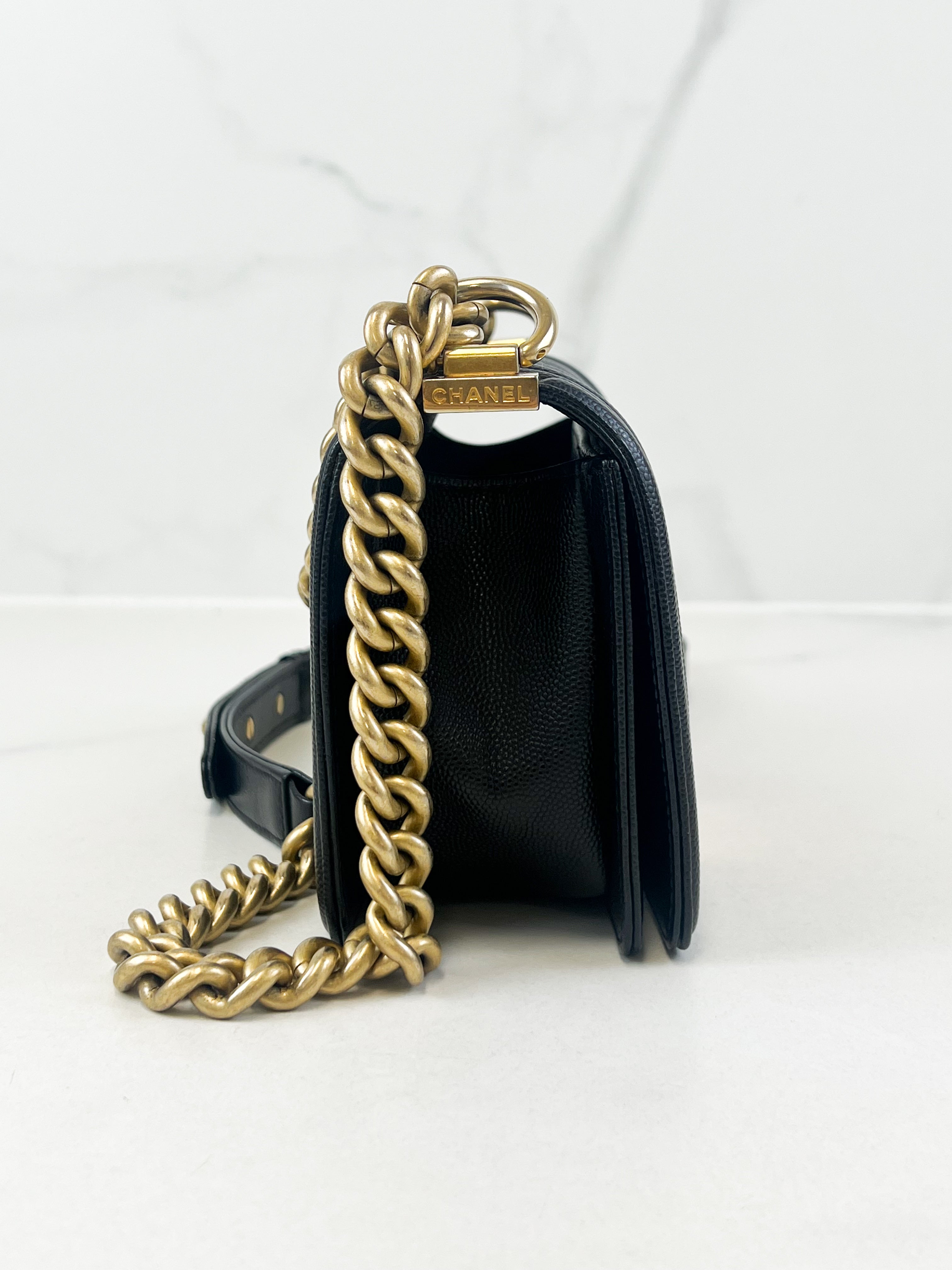 Chanel Caviar Small Boy Bag with Gold Hardware