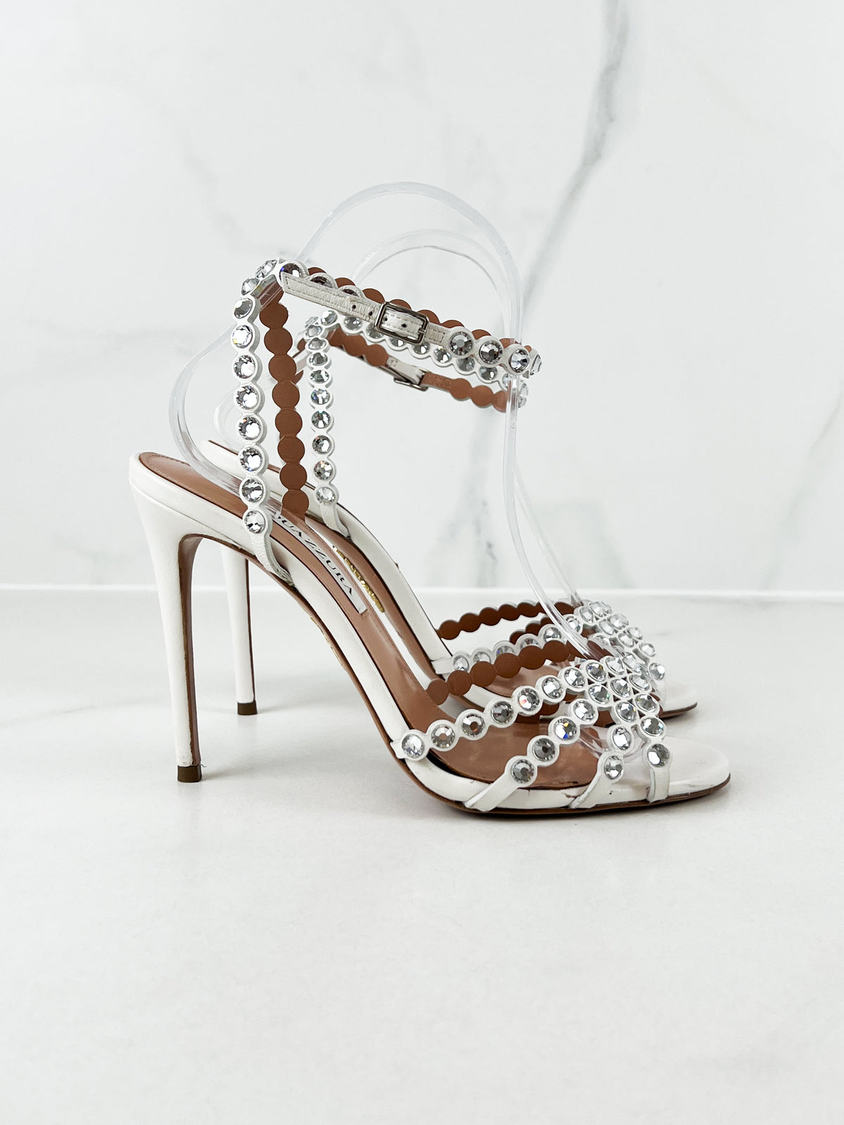 Aquazzura Tequilla 105 Embellished Slingback Pumps Size 38