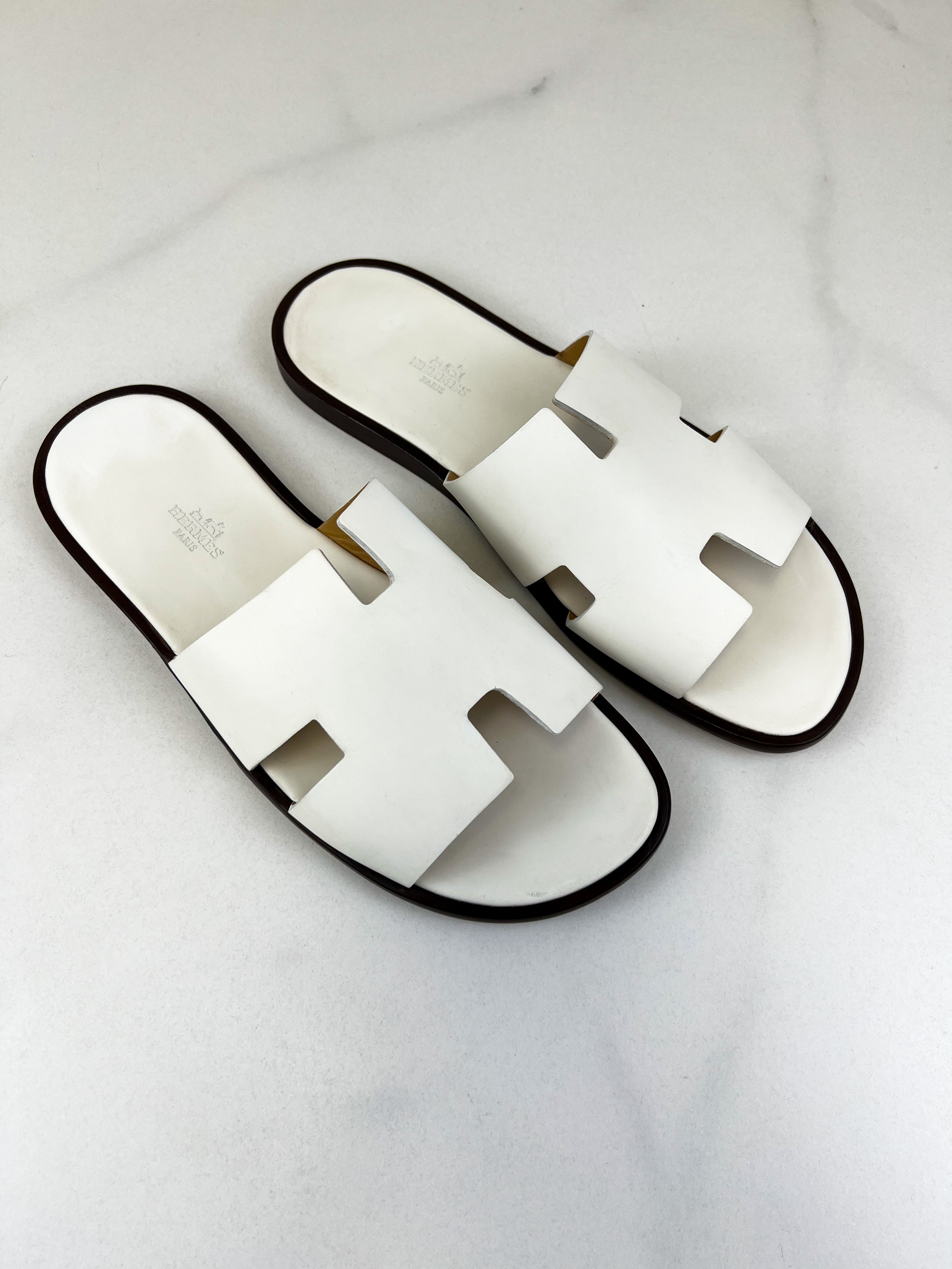 Hermes White Izmir Sandal Size 43