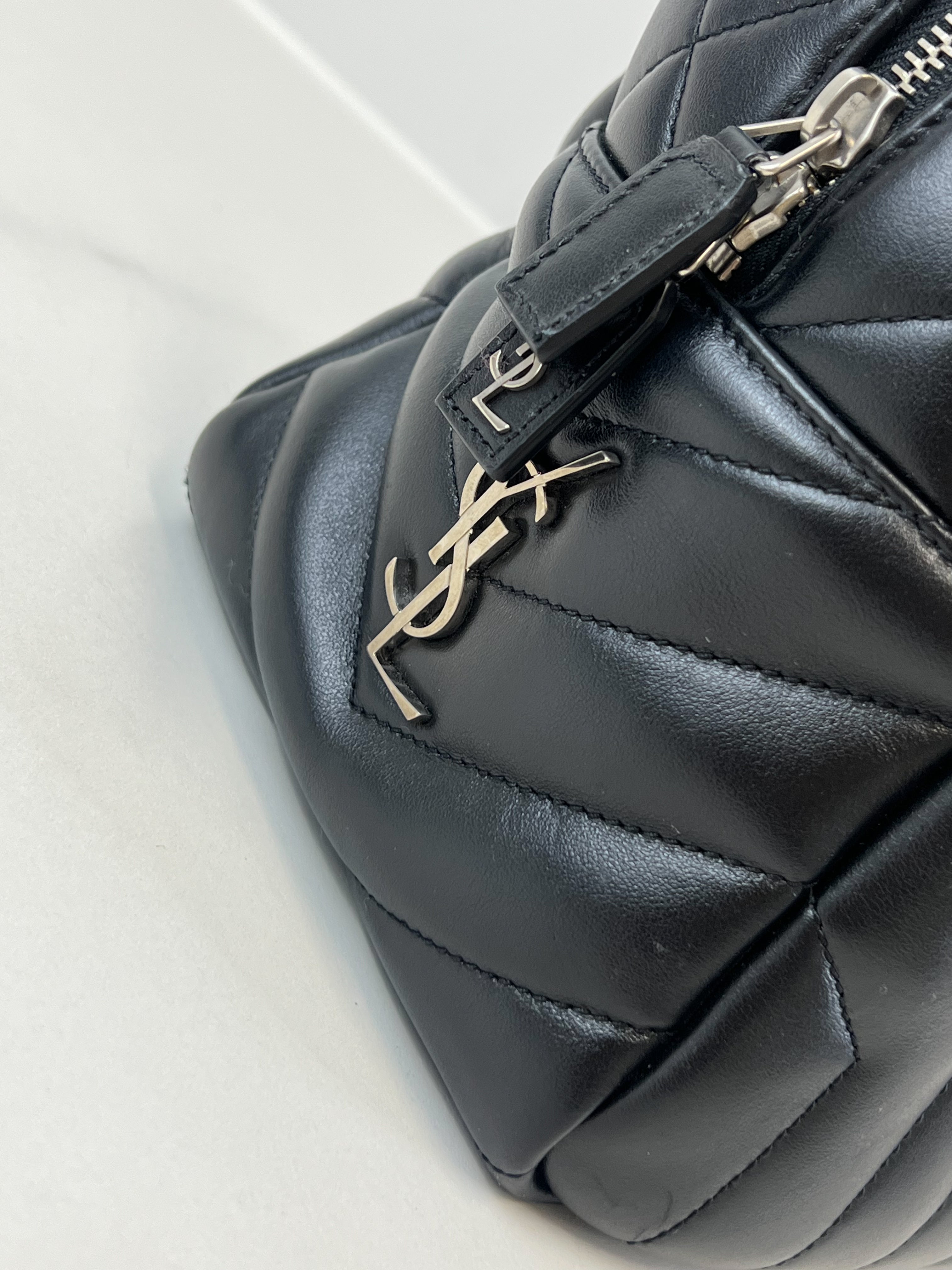 Saint Laurent Black Quilted Lambskin Bowling Bag