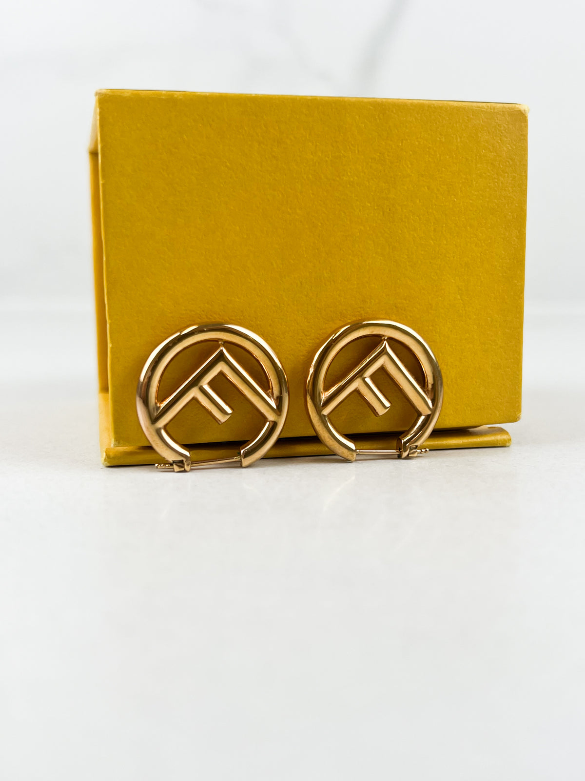 Fendi F Logo Hoop Earring in Gold
