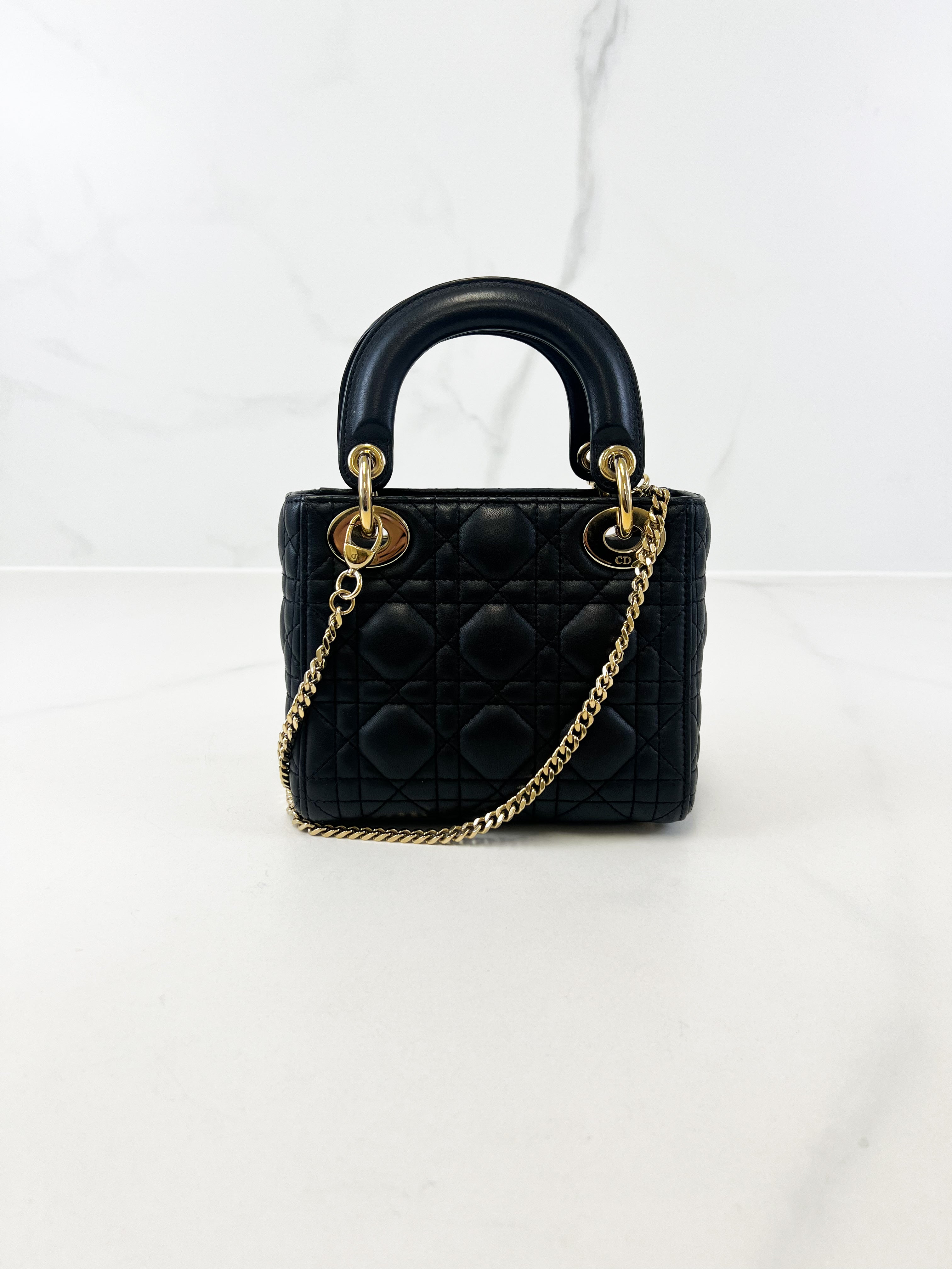 Christian Dior Mini Lady Dior Cannage in Black