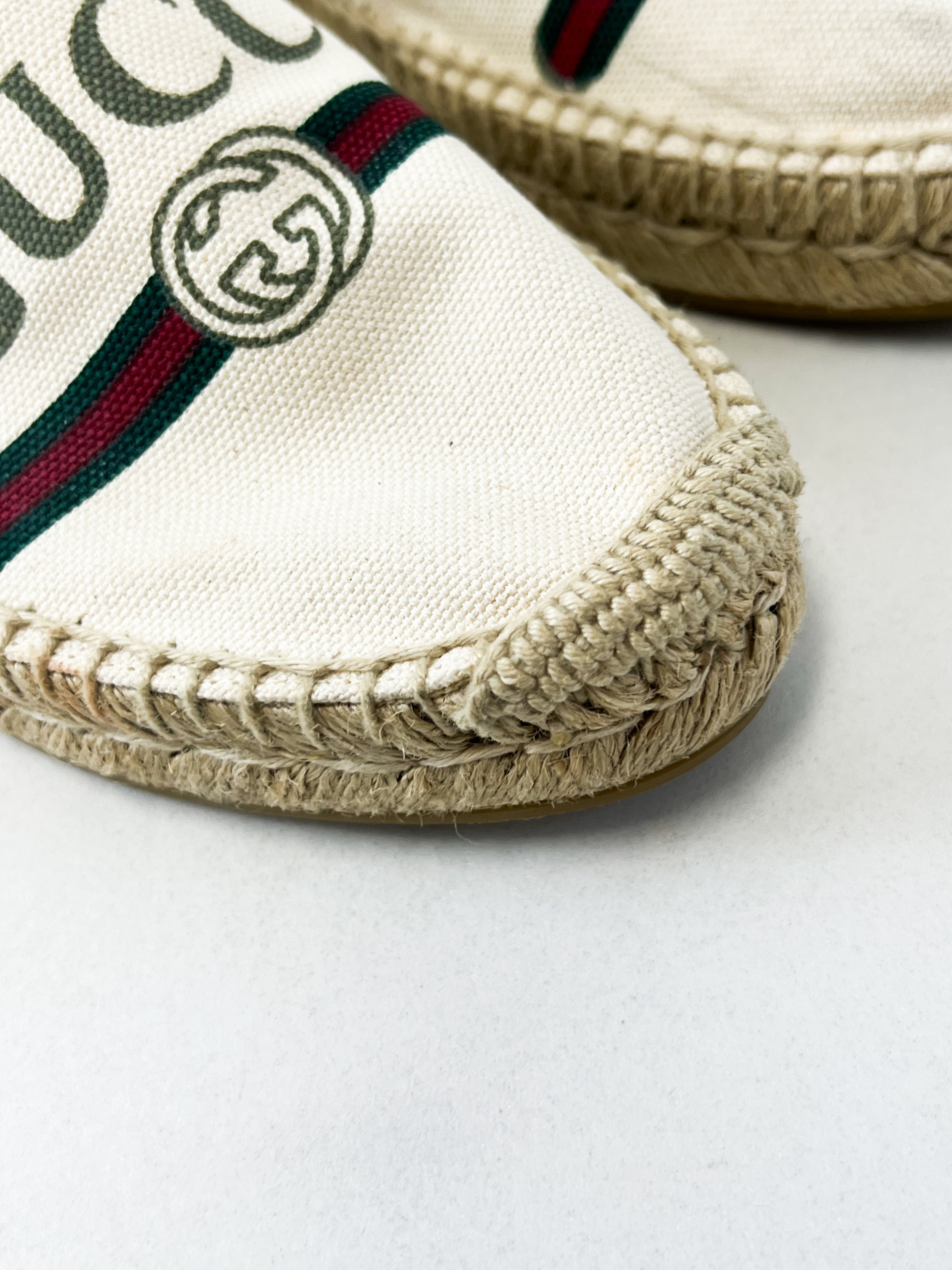 Gucci GG Espadrilles in Cream Canvas Size 37.5