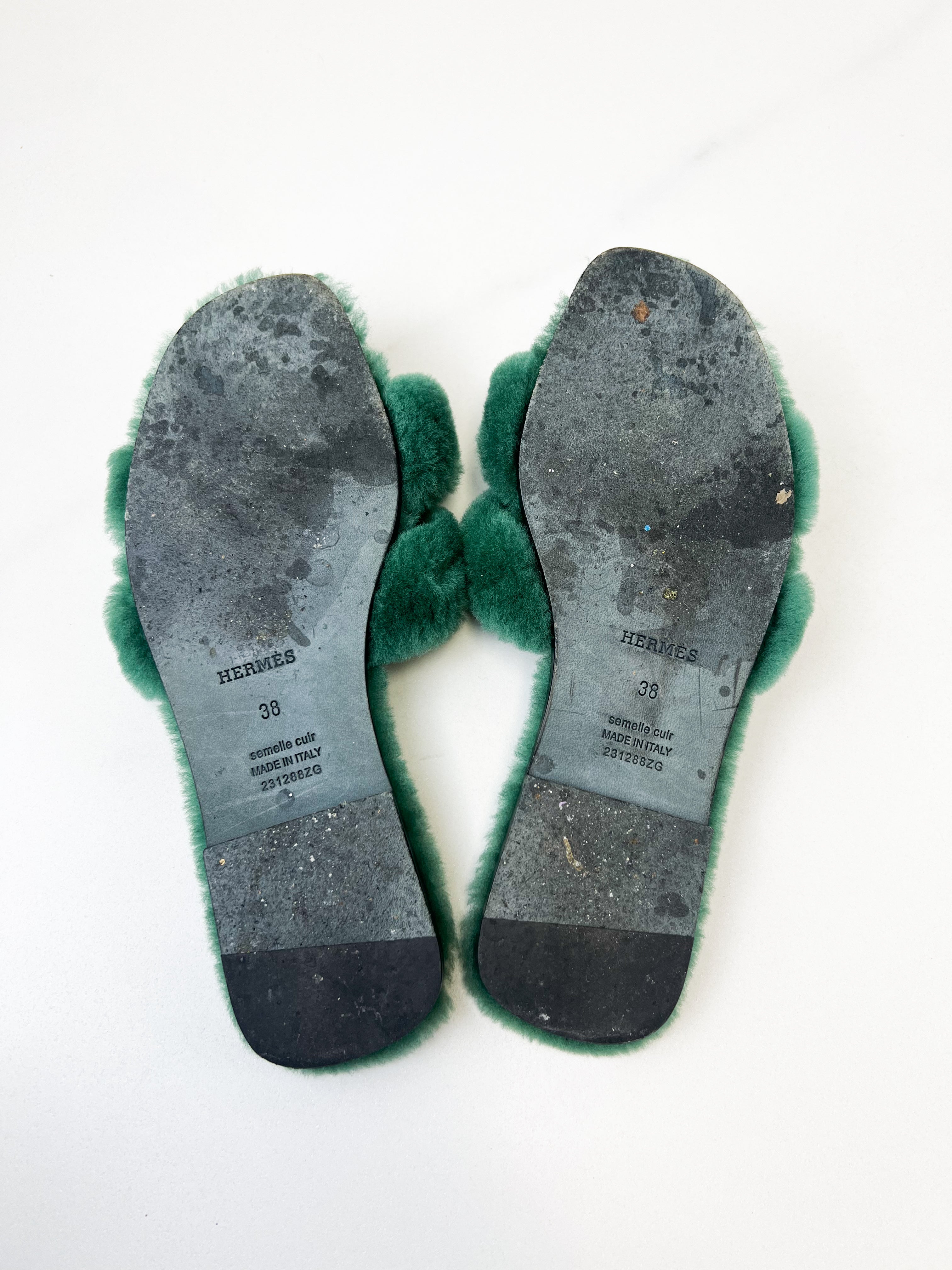 Hermes Oran Shearling Sandals Size 38