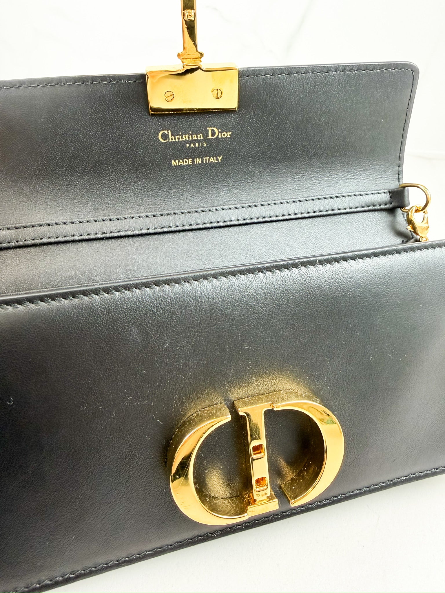 Christian Dior Miss Montaigne Mini Black Leather Top Handle Bag