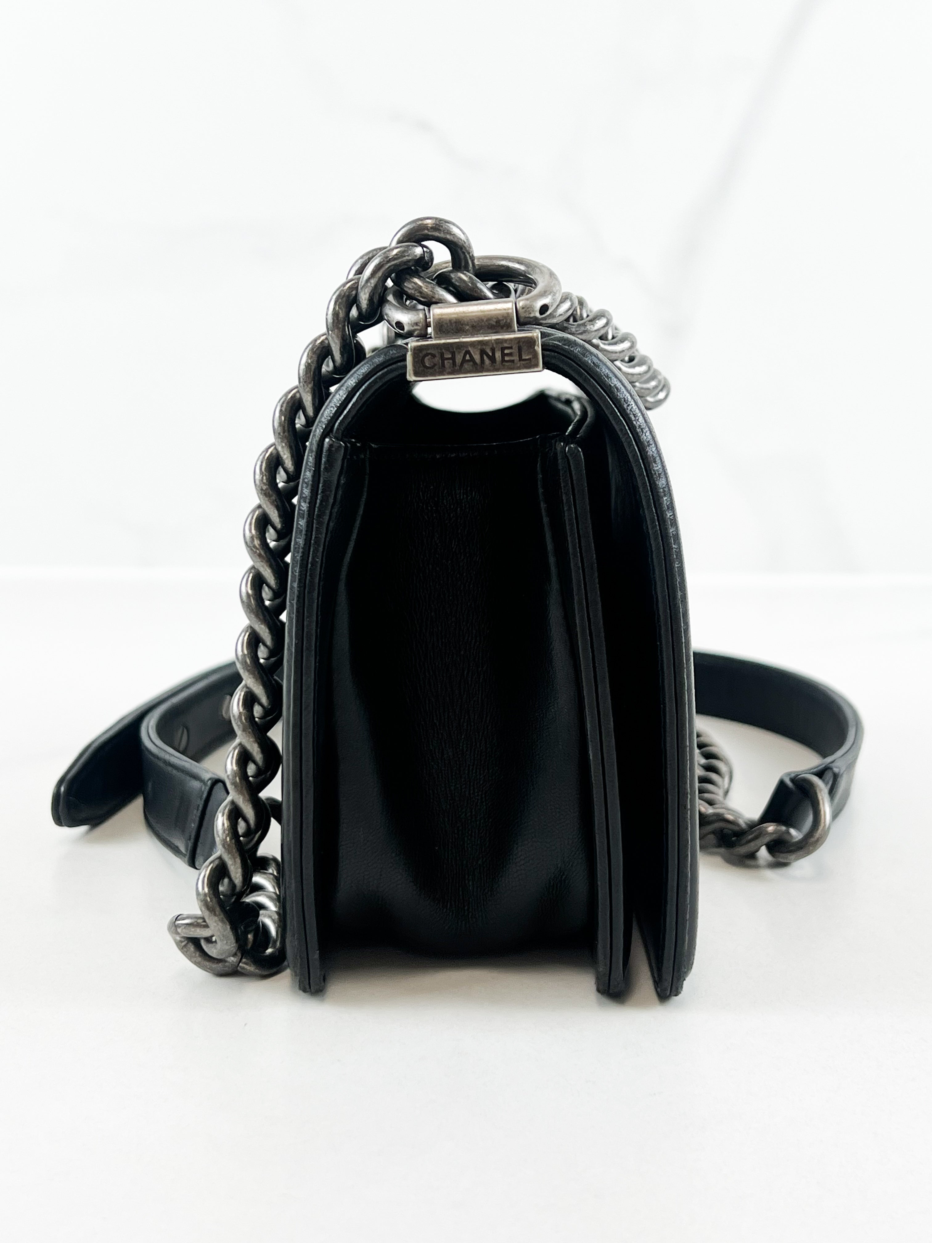 Chanel Small Lambskin Boy Bag with Ruthenium Hardware