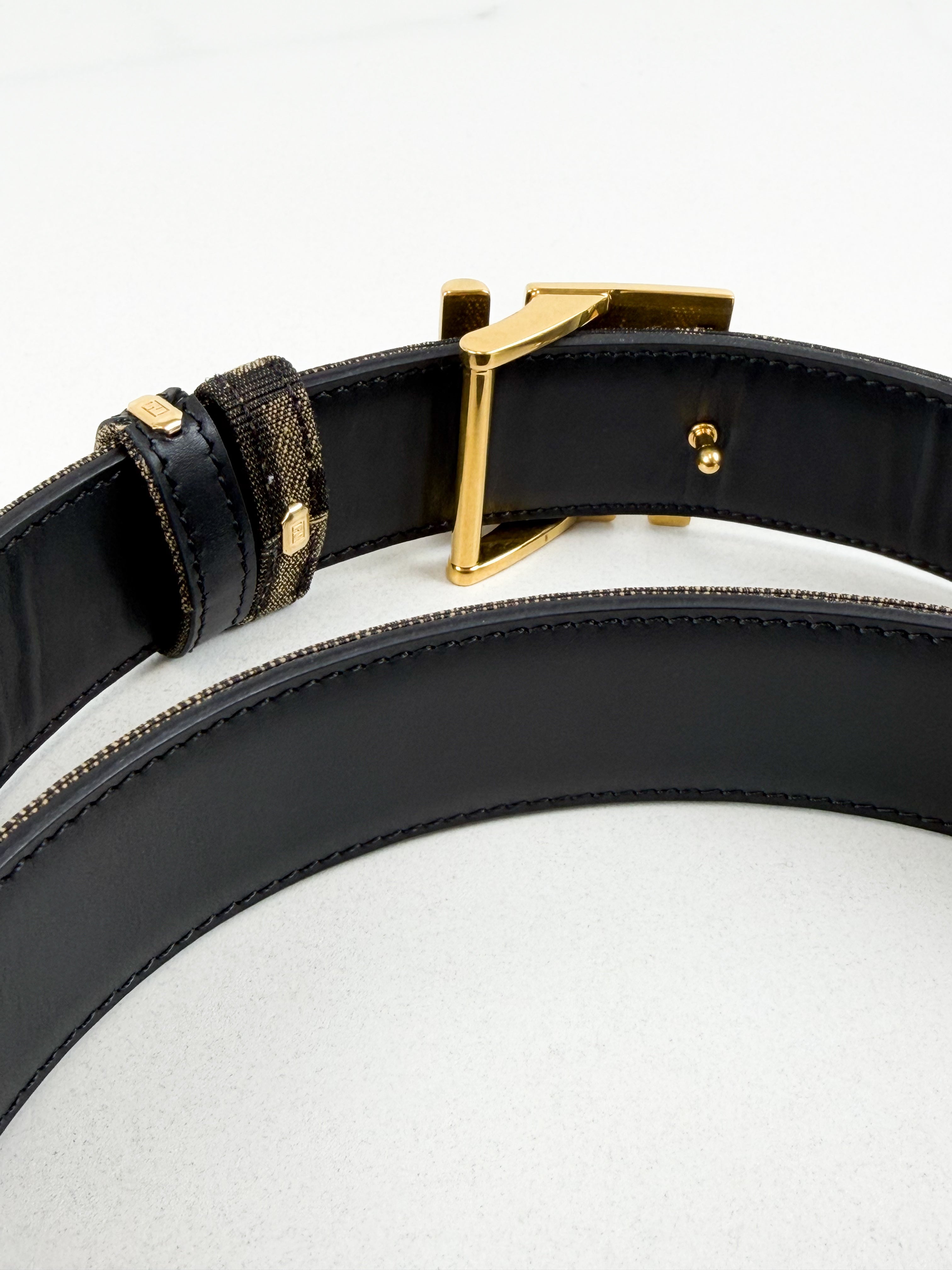 Fendi FF Logo Belt Reversible Canvas & Calfskin Leather