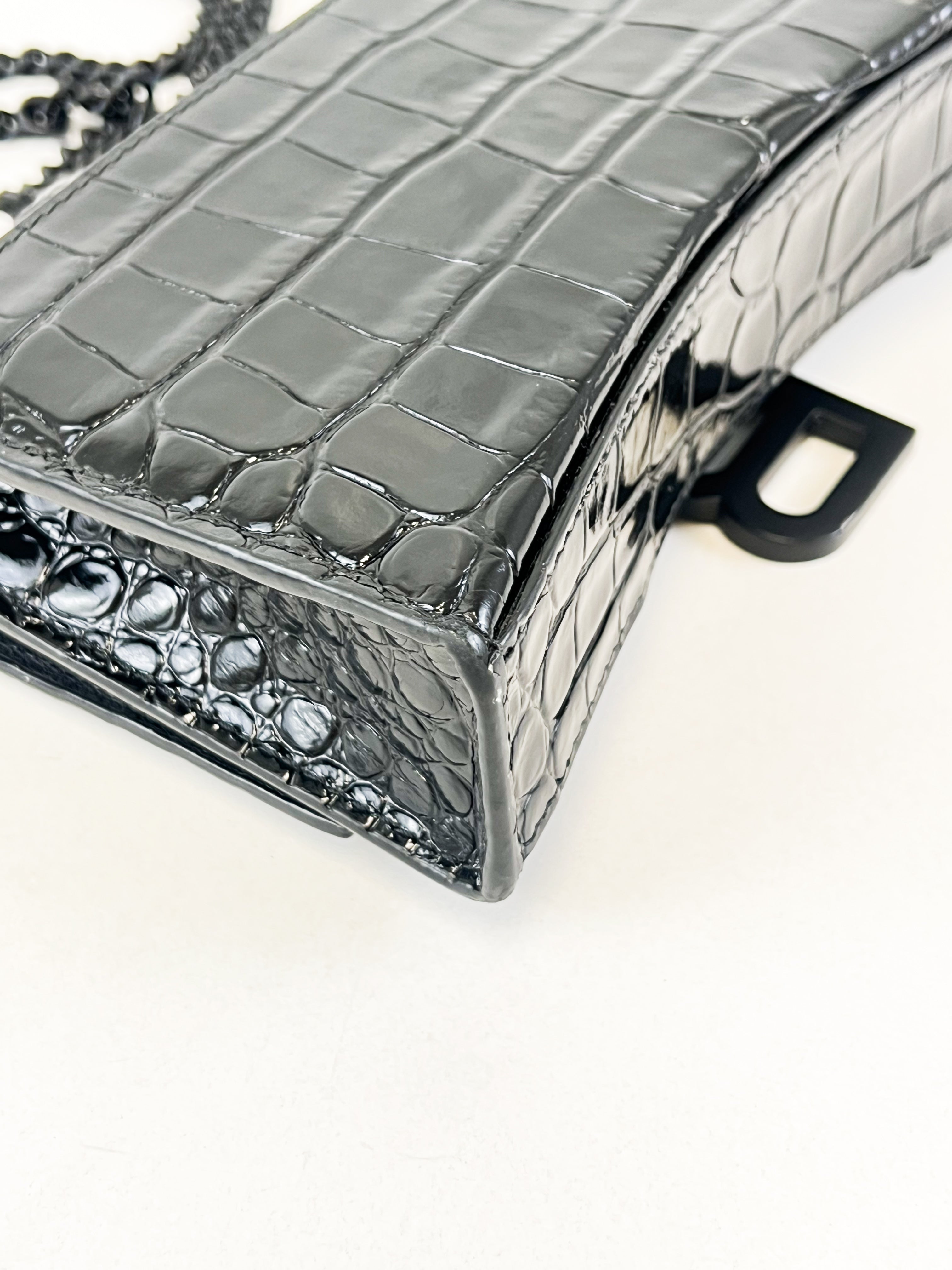 Balenciaga Black Croc Hourglass