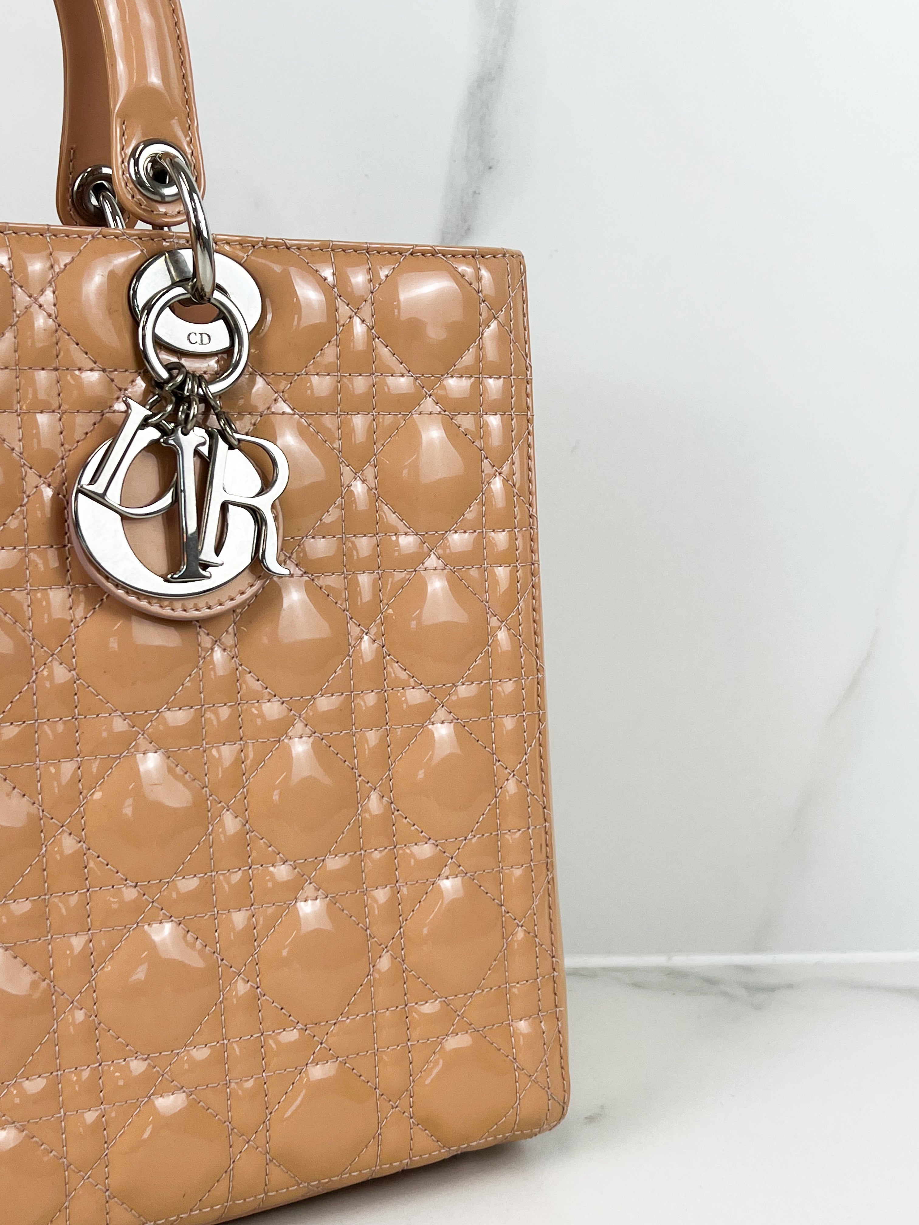 Christian Dior Peach Vintage Lady Dior with Gold Hardware