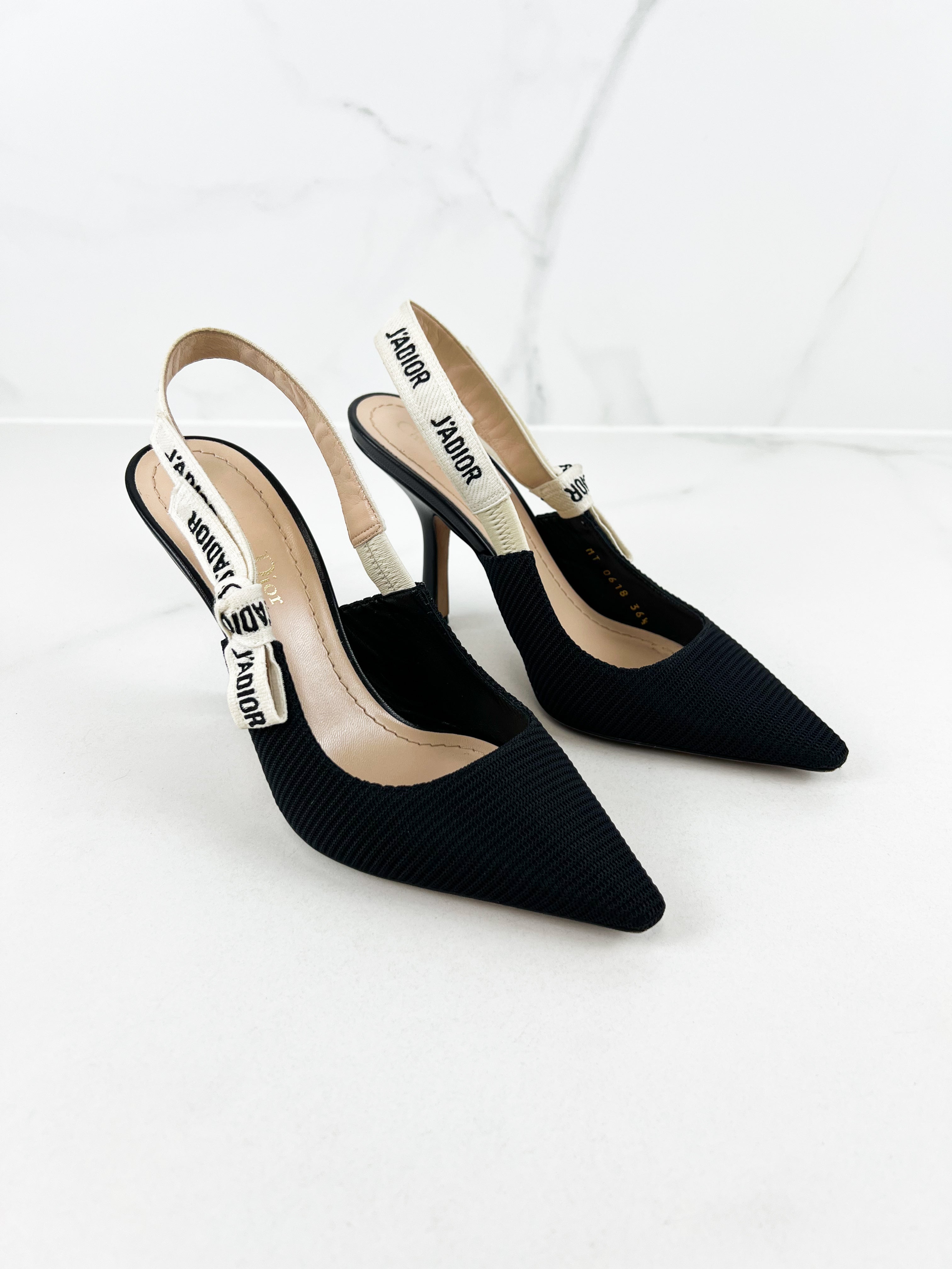 Christian Dior Black Jadior Slingback Heel Size 36.5 D