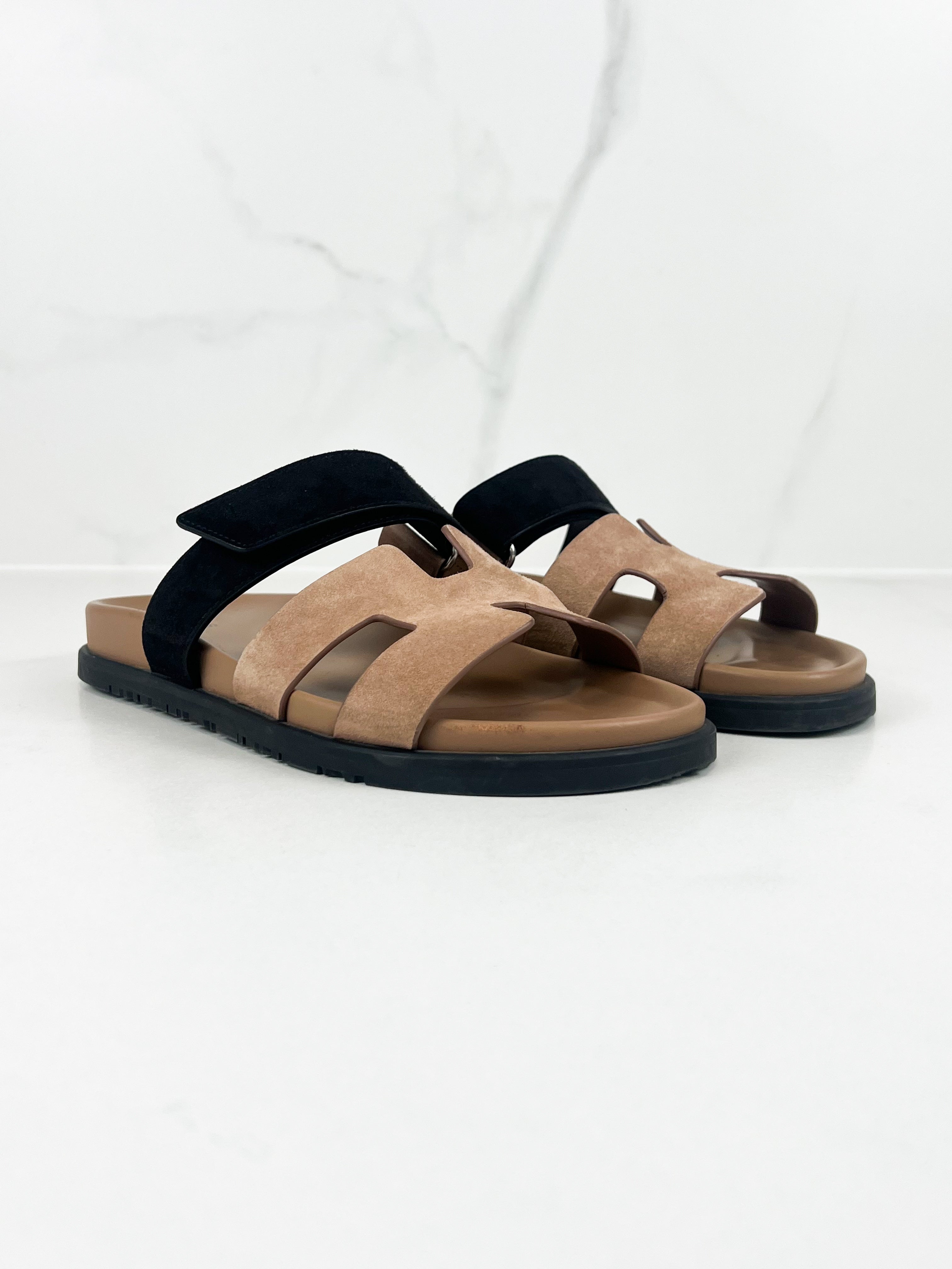 Hermes Chypre Sandals in Rose Perle Size 38