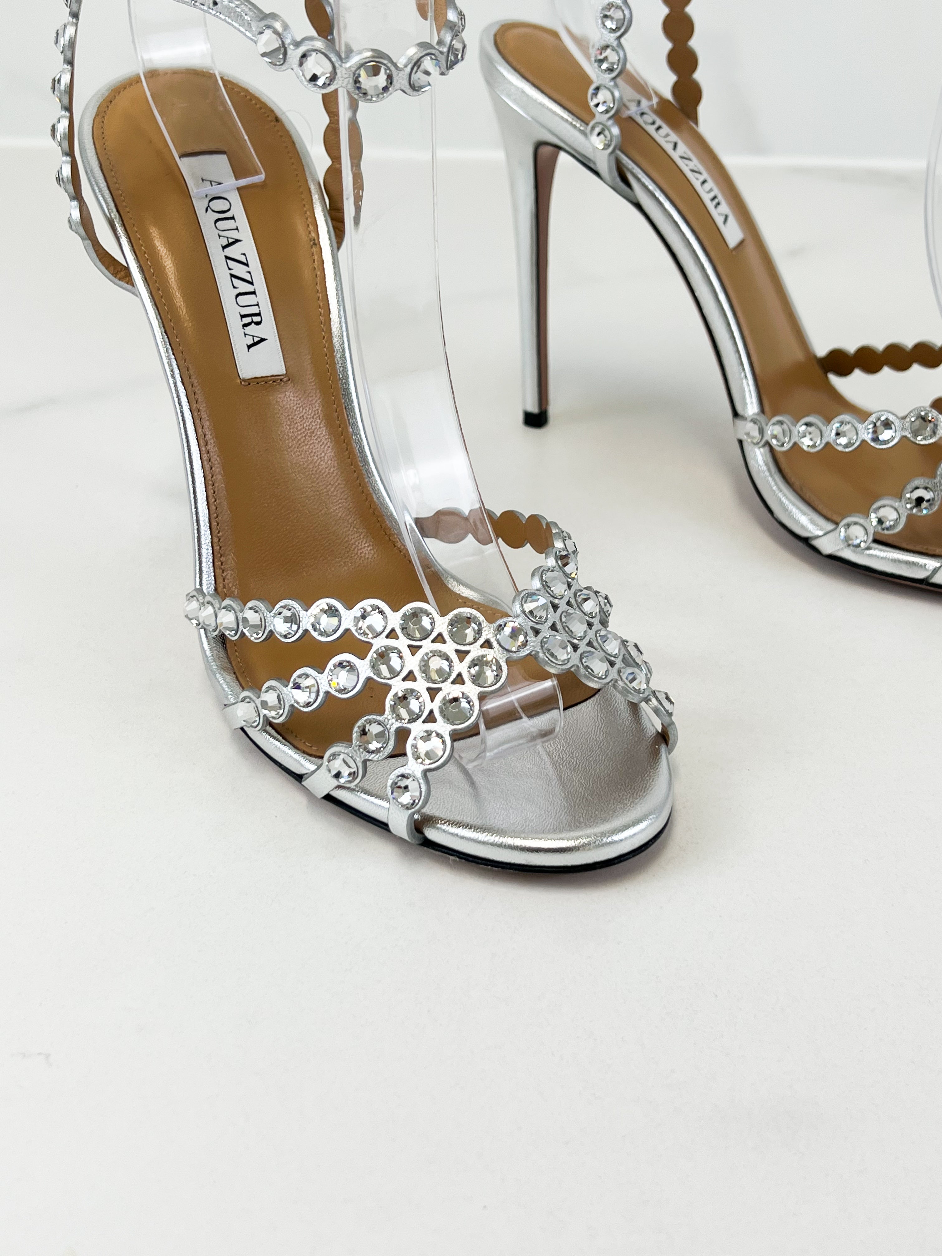 Aquazzura Tequilla 105 Embellished Slingback Pumps Size 40