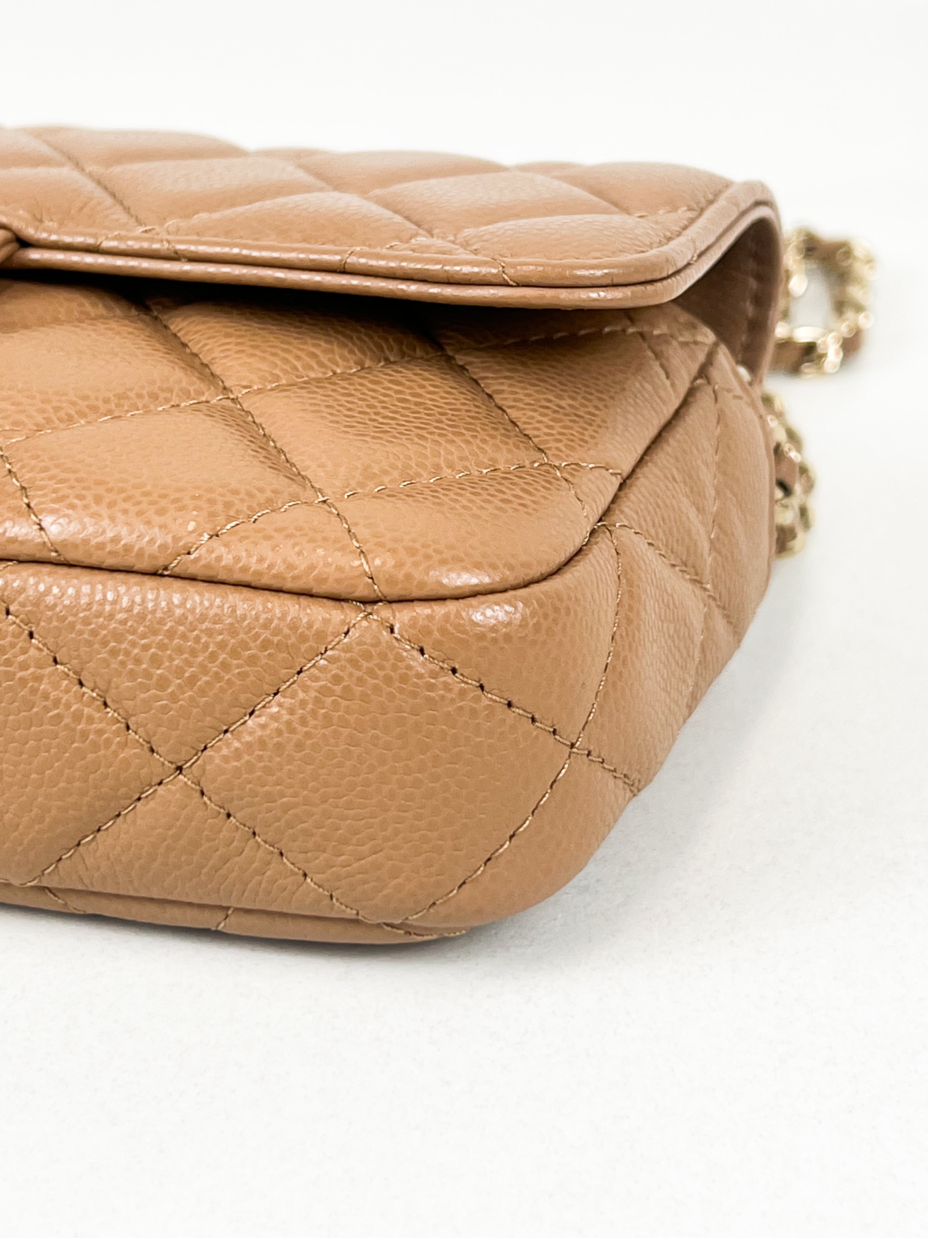 Chanel Caramel Classic Flap Phone Holder with LGHW