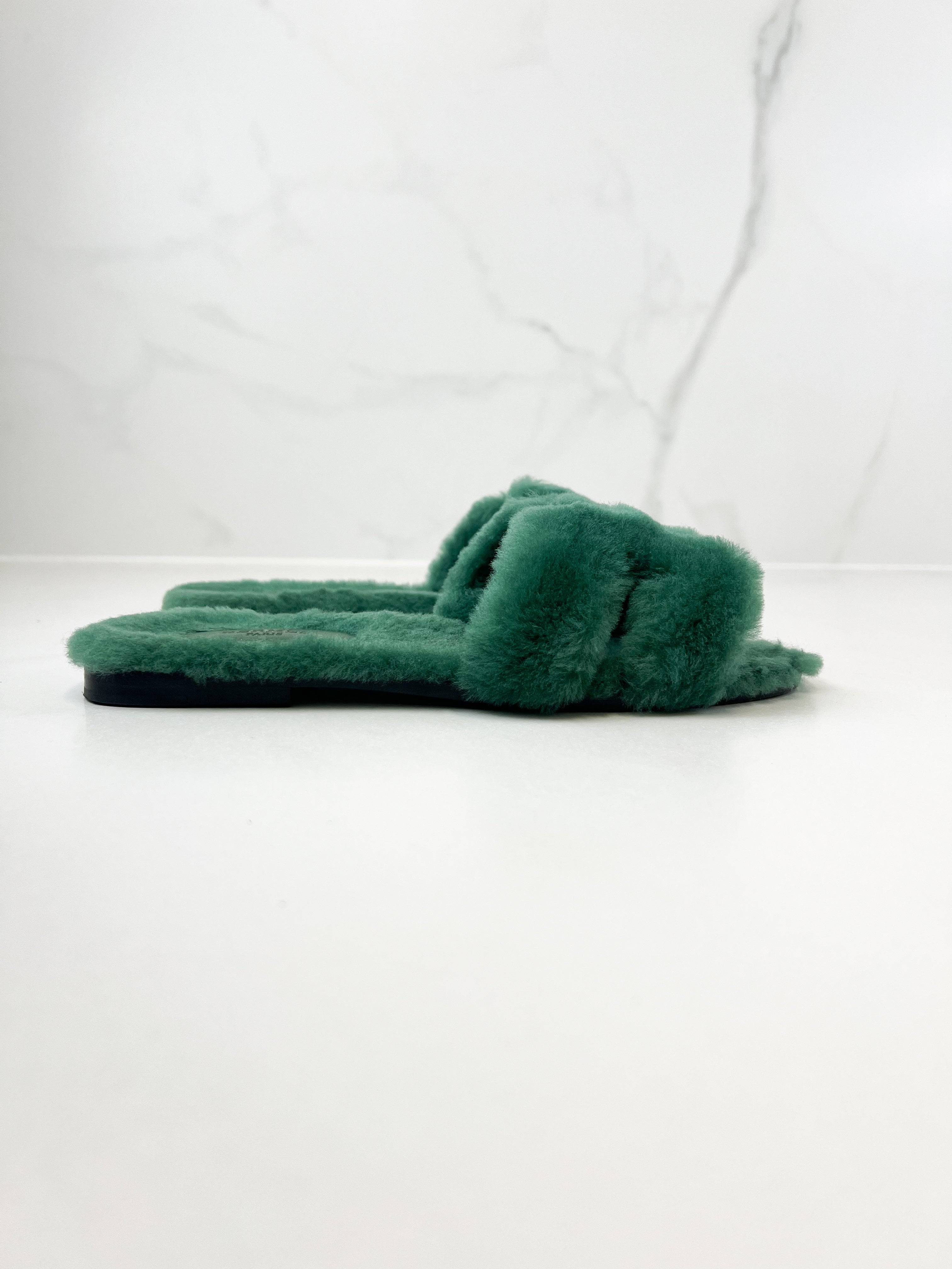 Hermes Oran Shearling Sandals Size 38