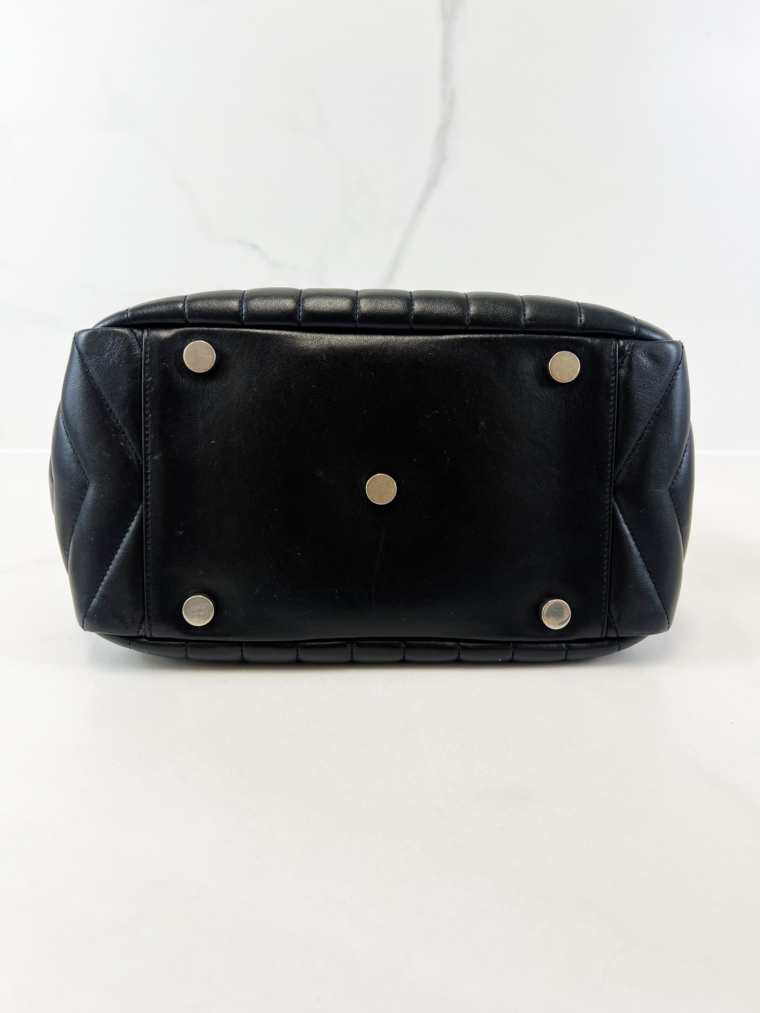 Saint Laurent Black Quilted Lambskin Bowling Bag