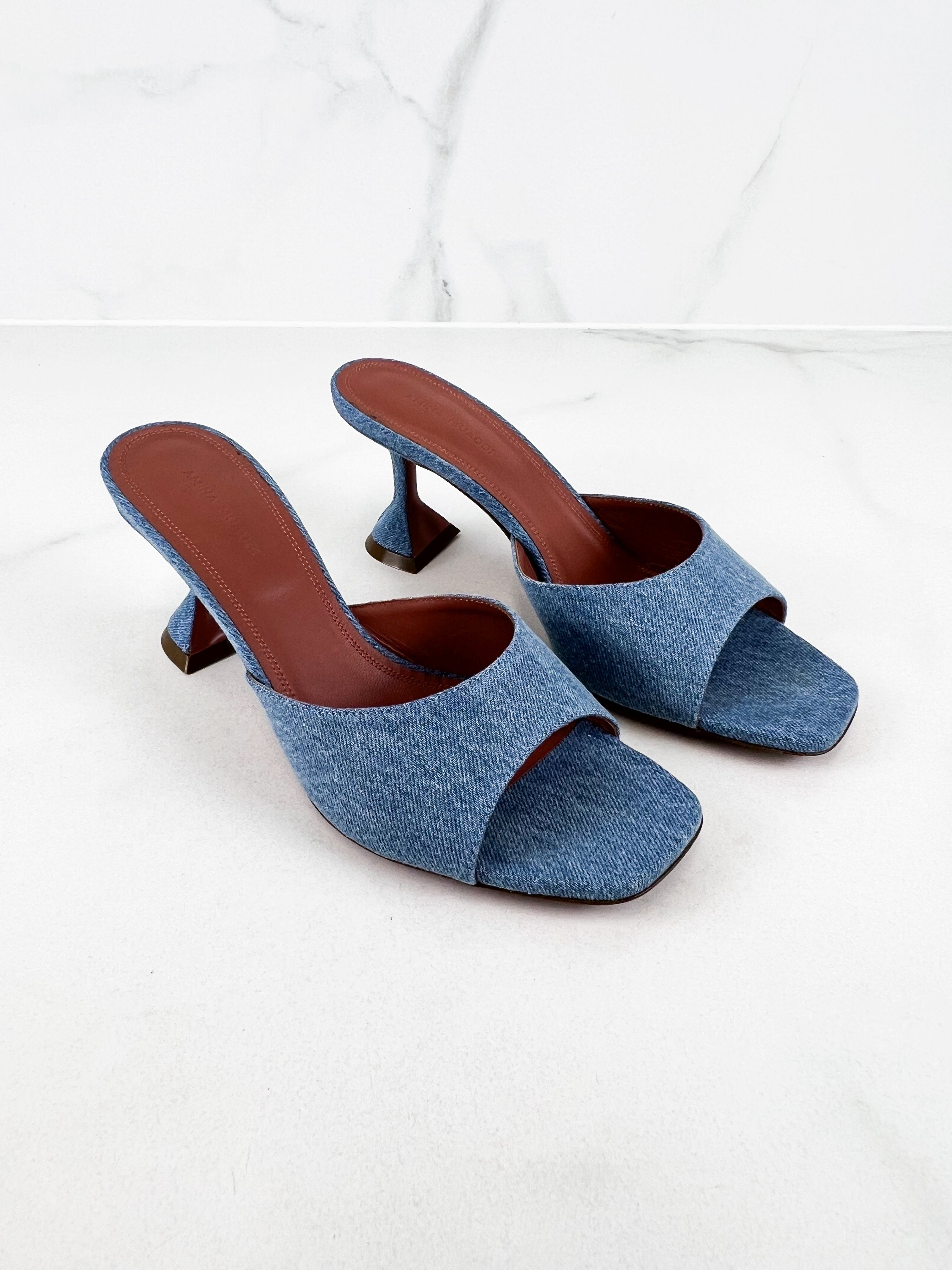 Amina Muaddi Lupita Slipper in Denim Size 40