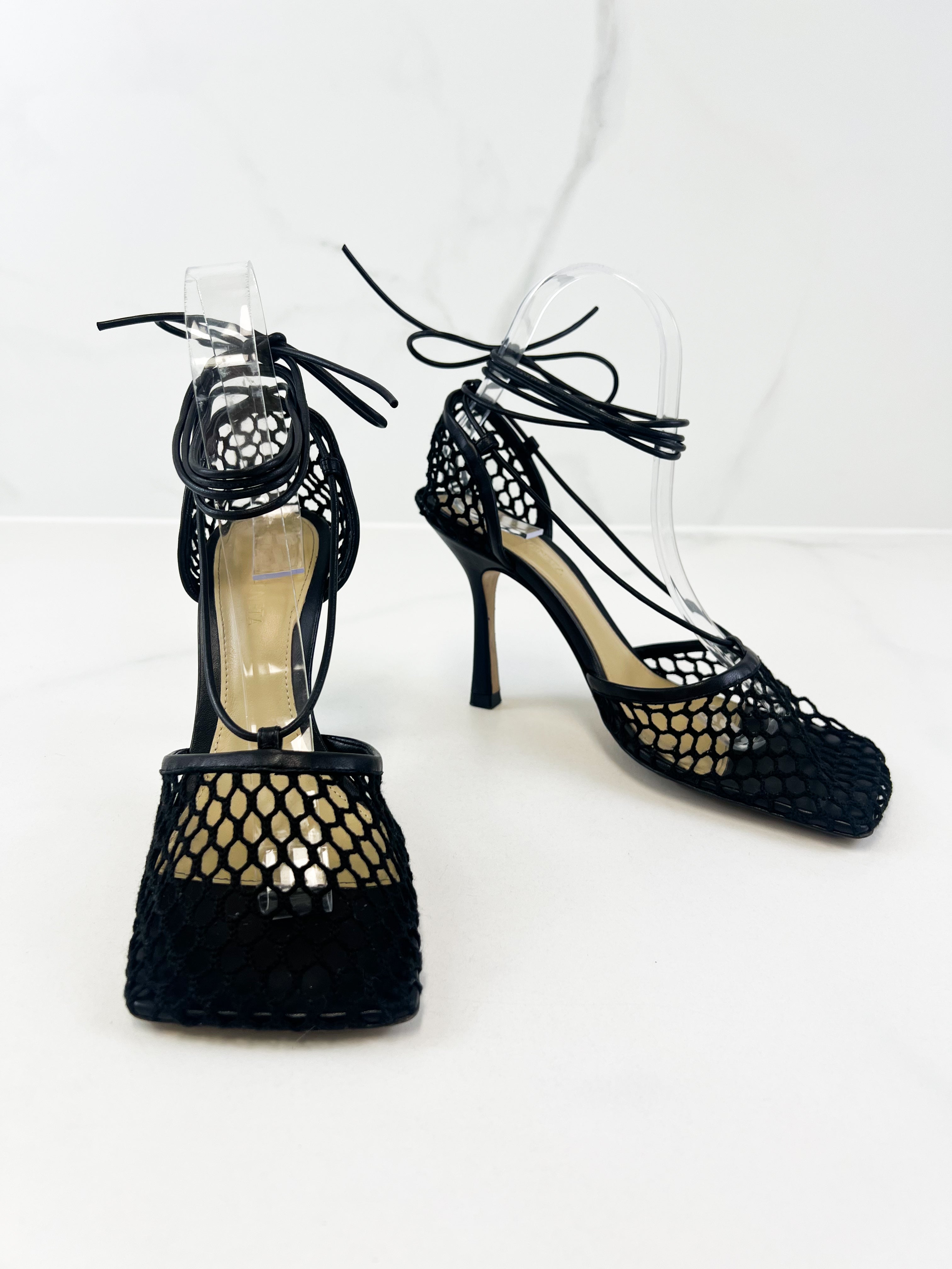 Bottega Veneta Stretch Lace Up Sandal Heel Size 37