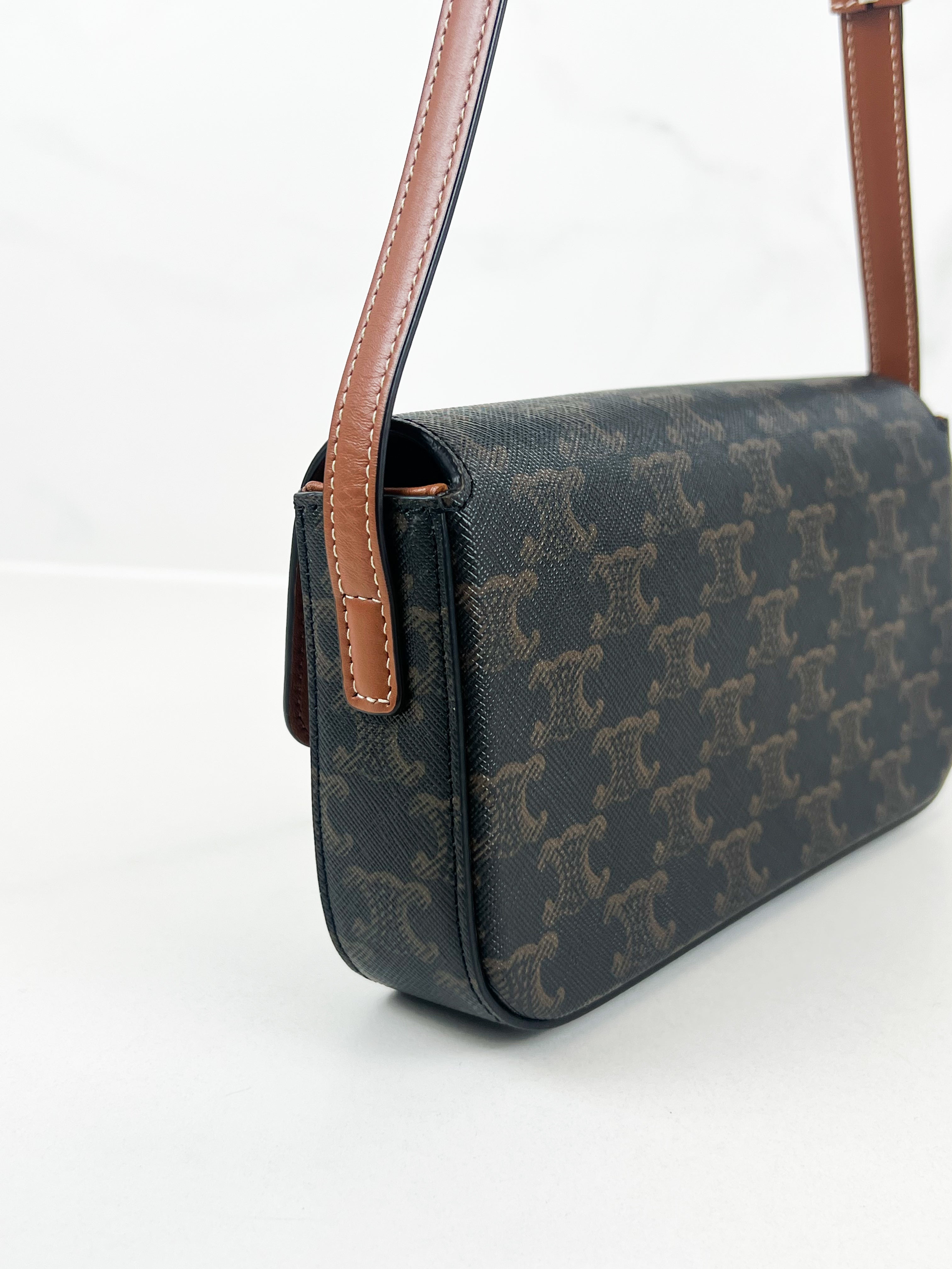 Celine Triomphe Shoulder Bag in Monogram Calfskin