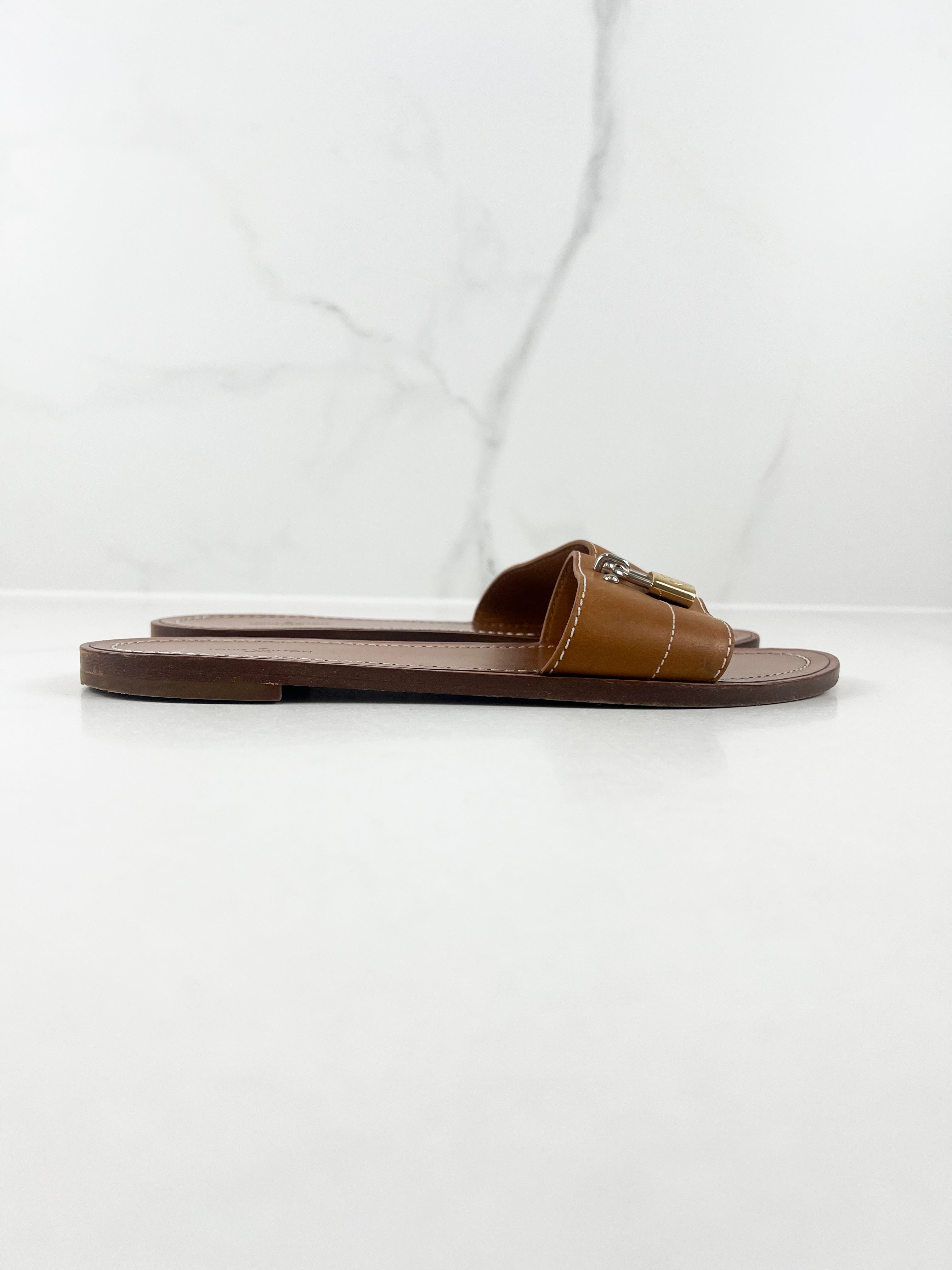 Louis Vuitton Lock It Flat Slides Size 38