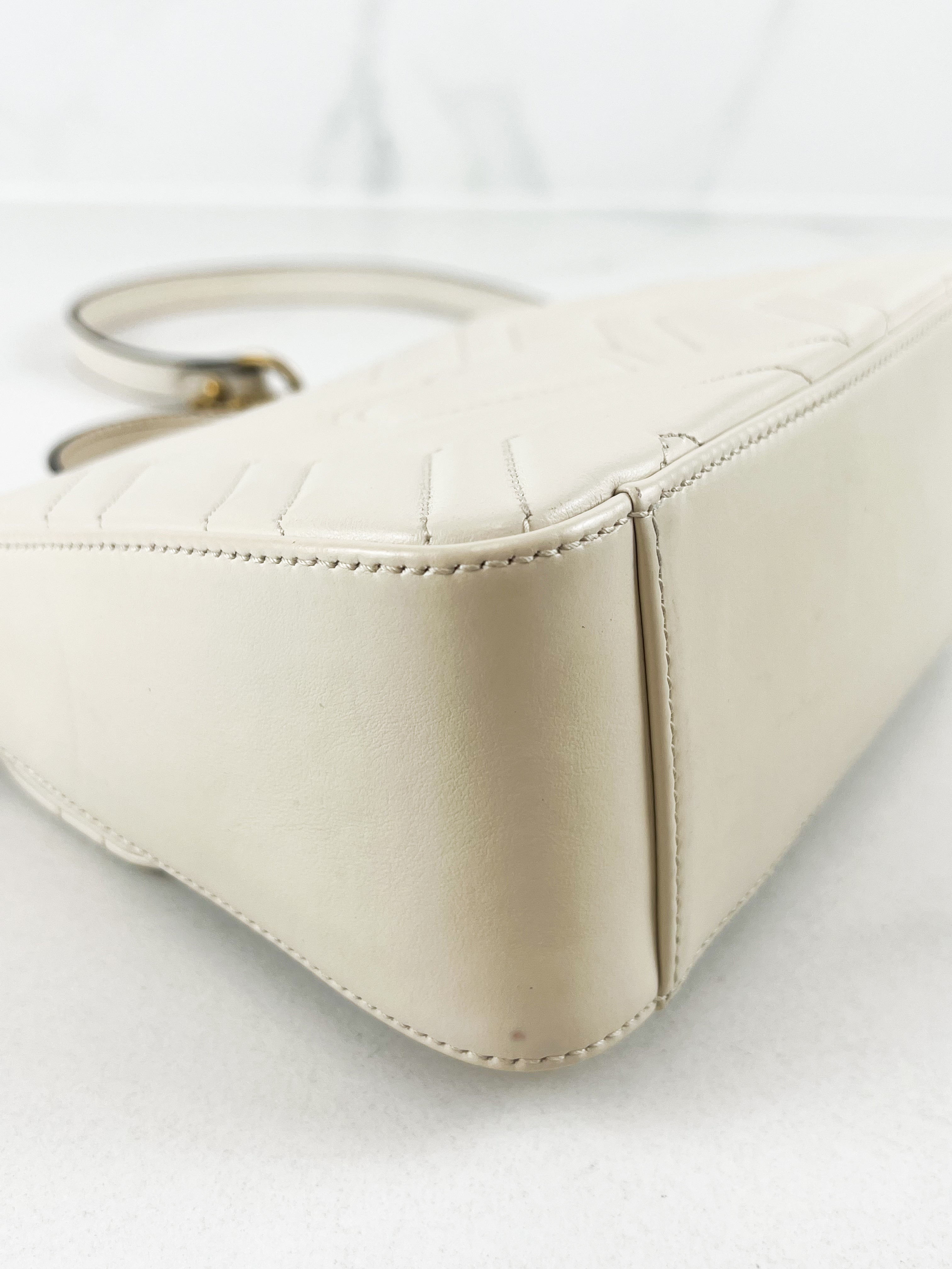 Gucci GG Marmont Matelasse Top Handle Bag in White