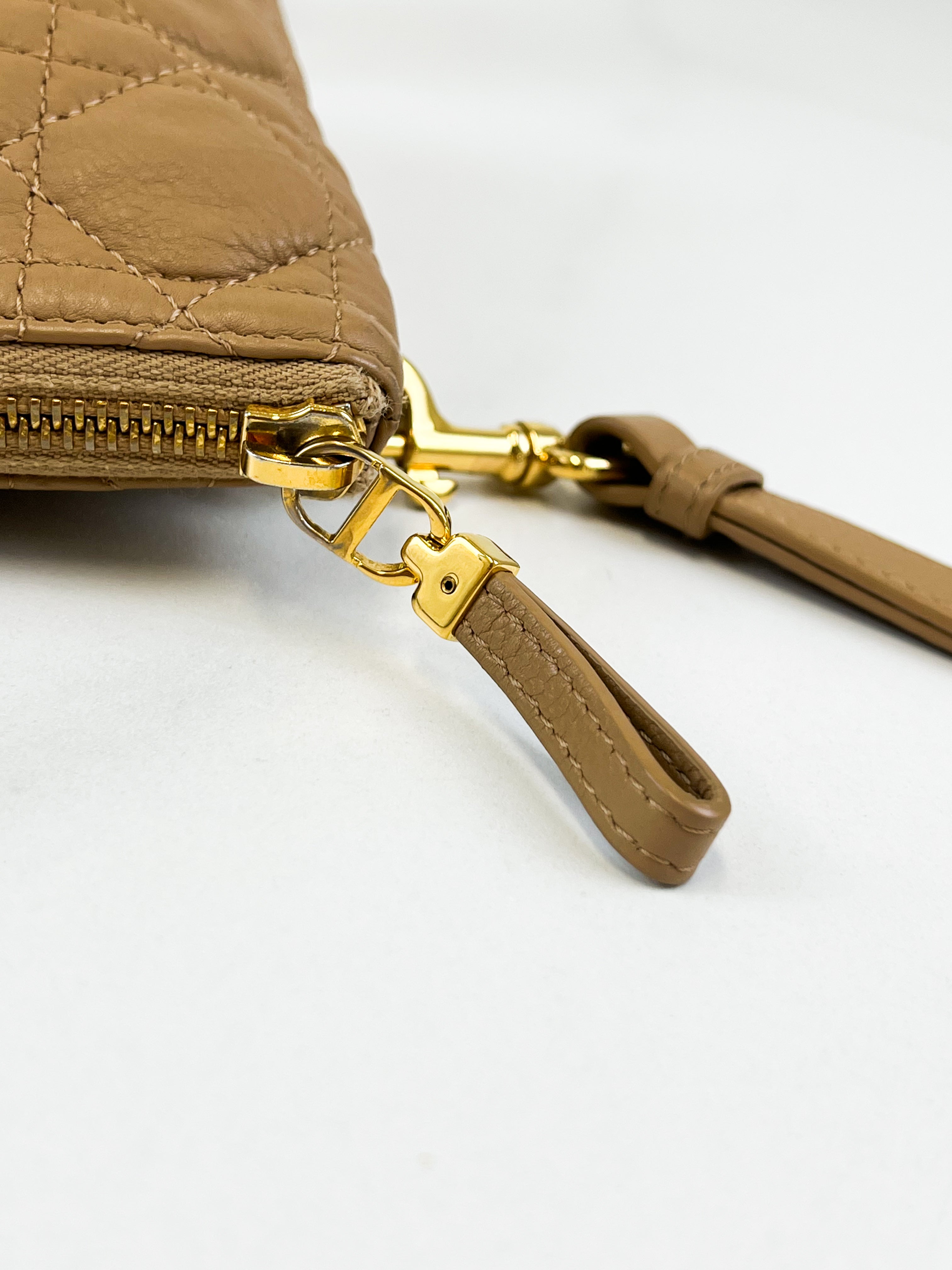 Christian Dior Caro Caramel Large Daily Cannage Quilted Leather Pouch