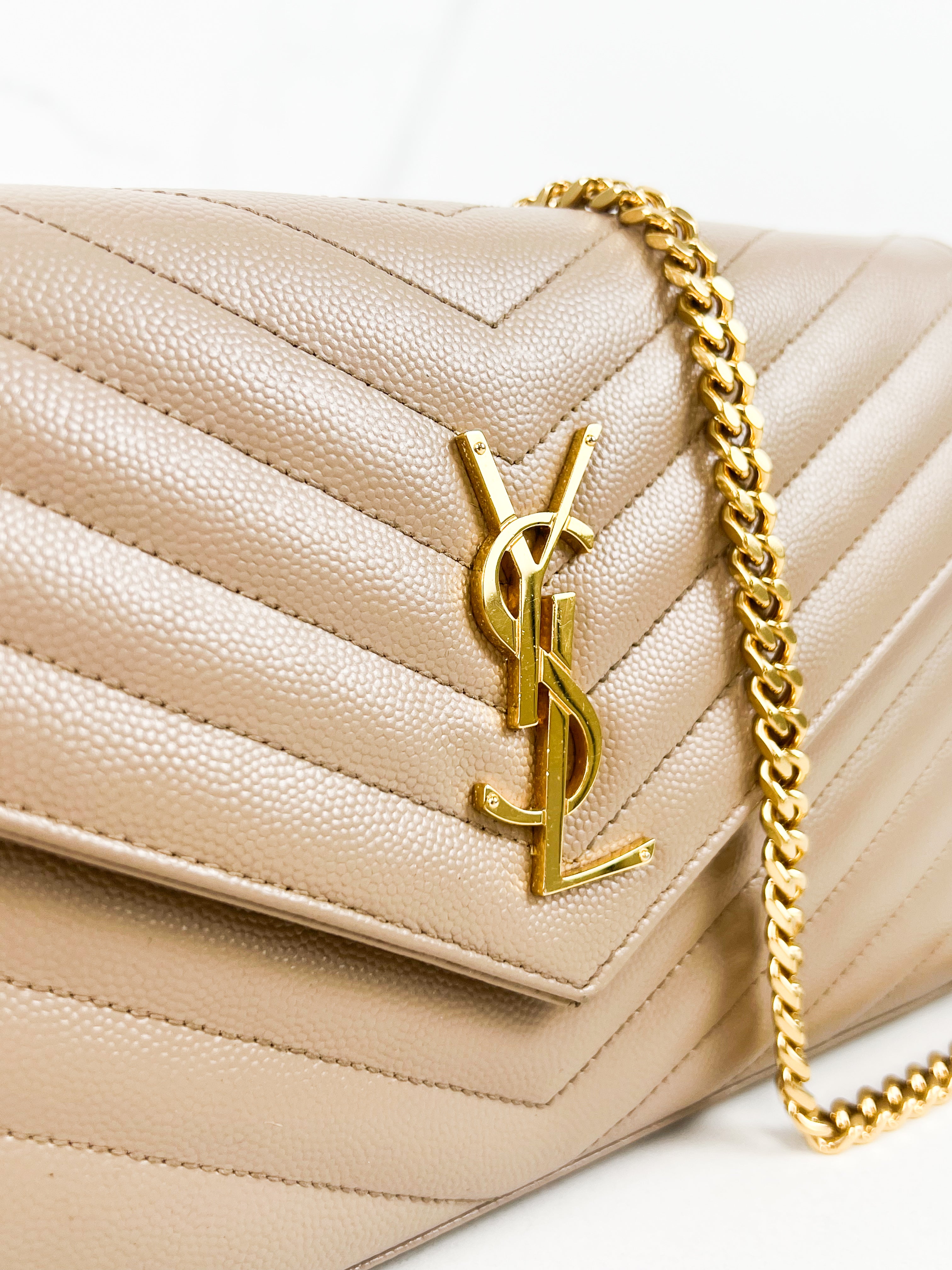 Saint Laurent Cassandra Matelasse Envelope Wallet on Chain