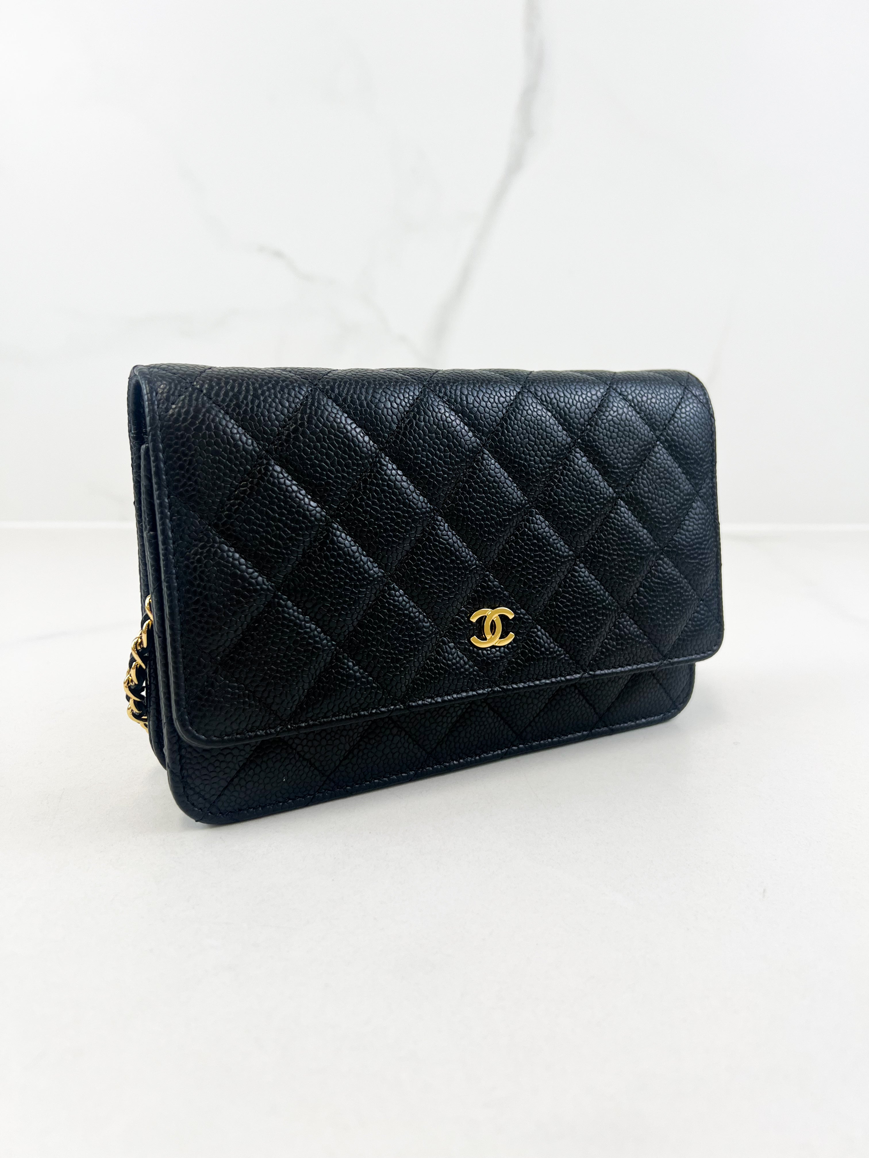 Chanel Black Classic Caviar CC WOC with GHW