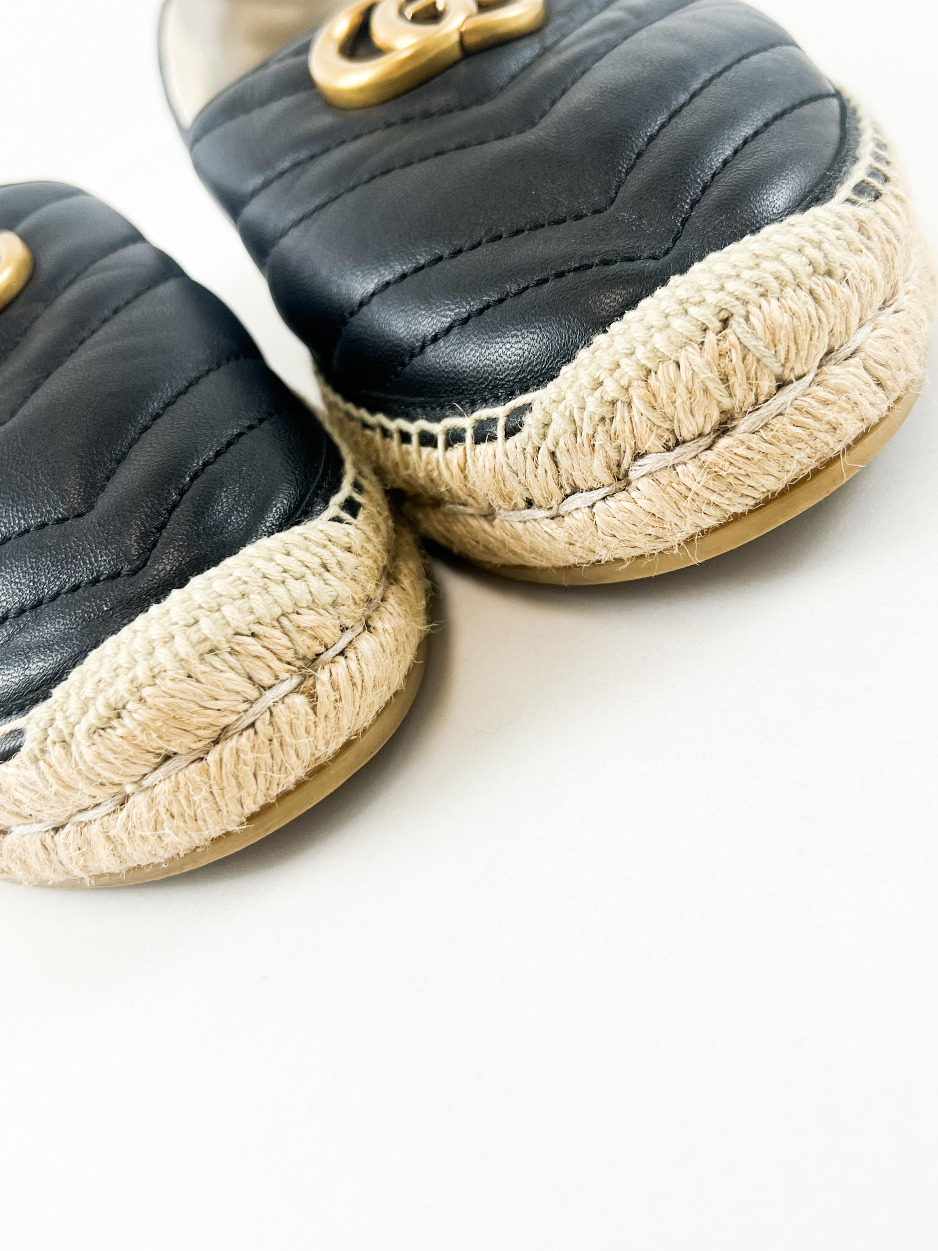 Gucci Leather GG Logo Espadrille Size 41