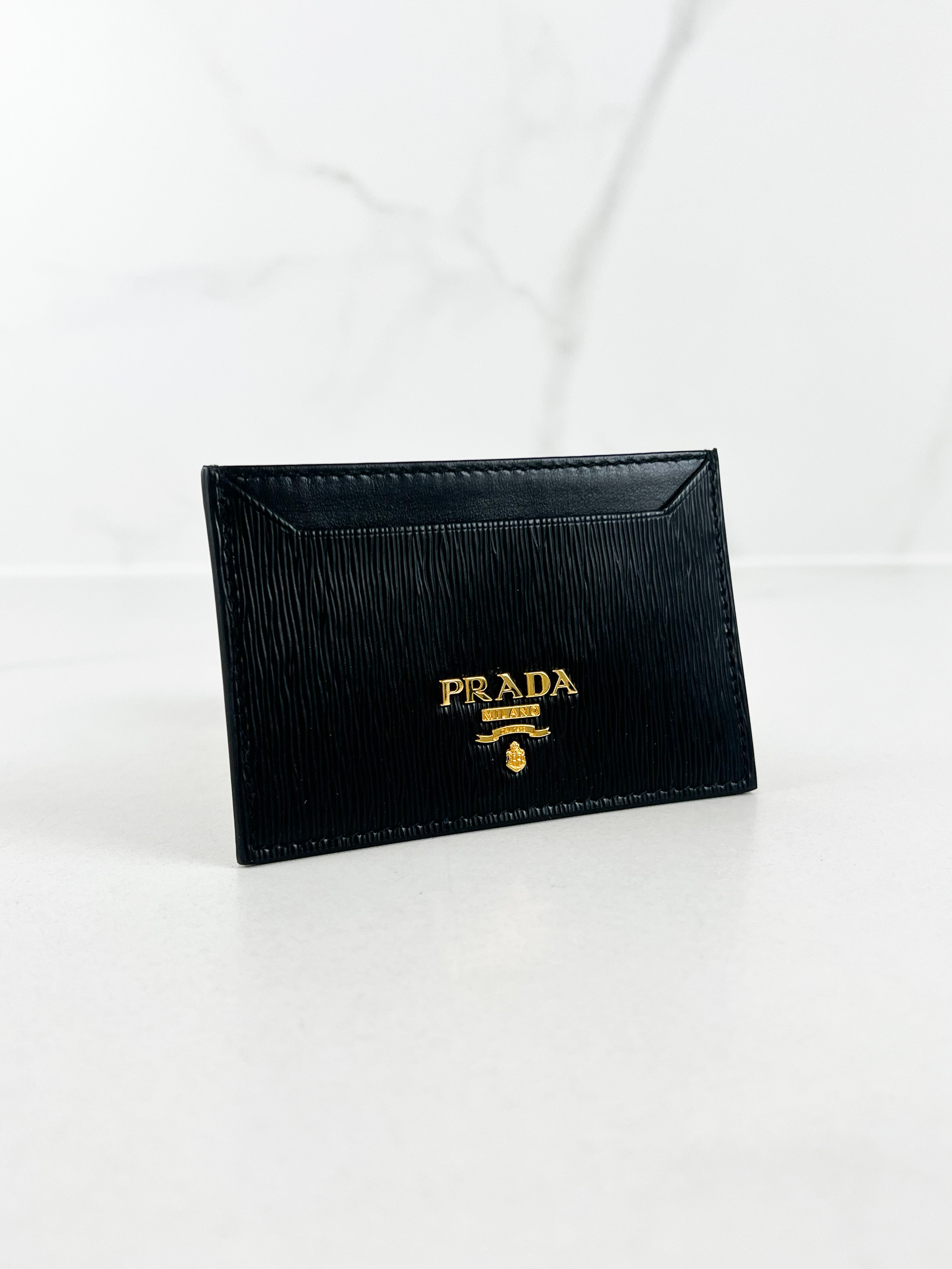 Prada Black Leather Card Wallet
