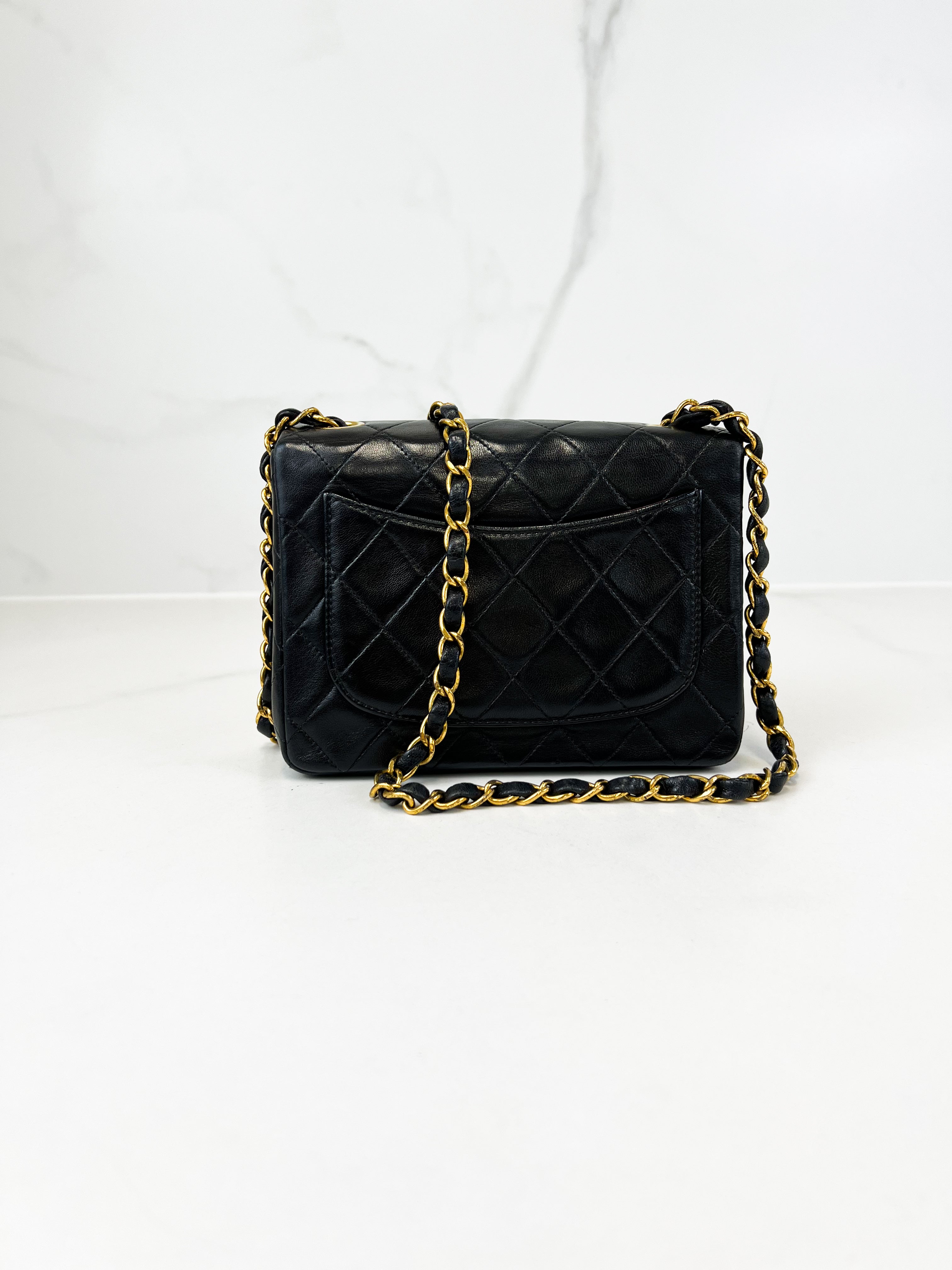 Chanel CC Mini Vintage Lambskin Black Classic Double Flap Shoulder Bag