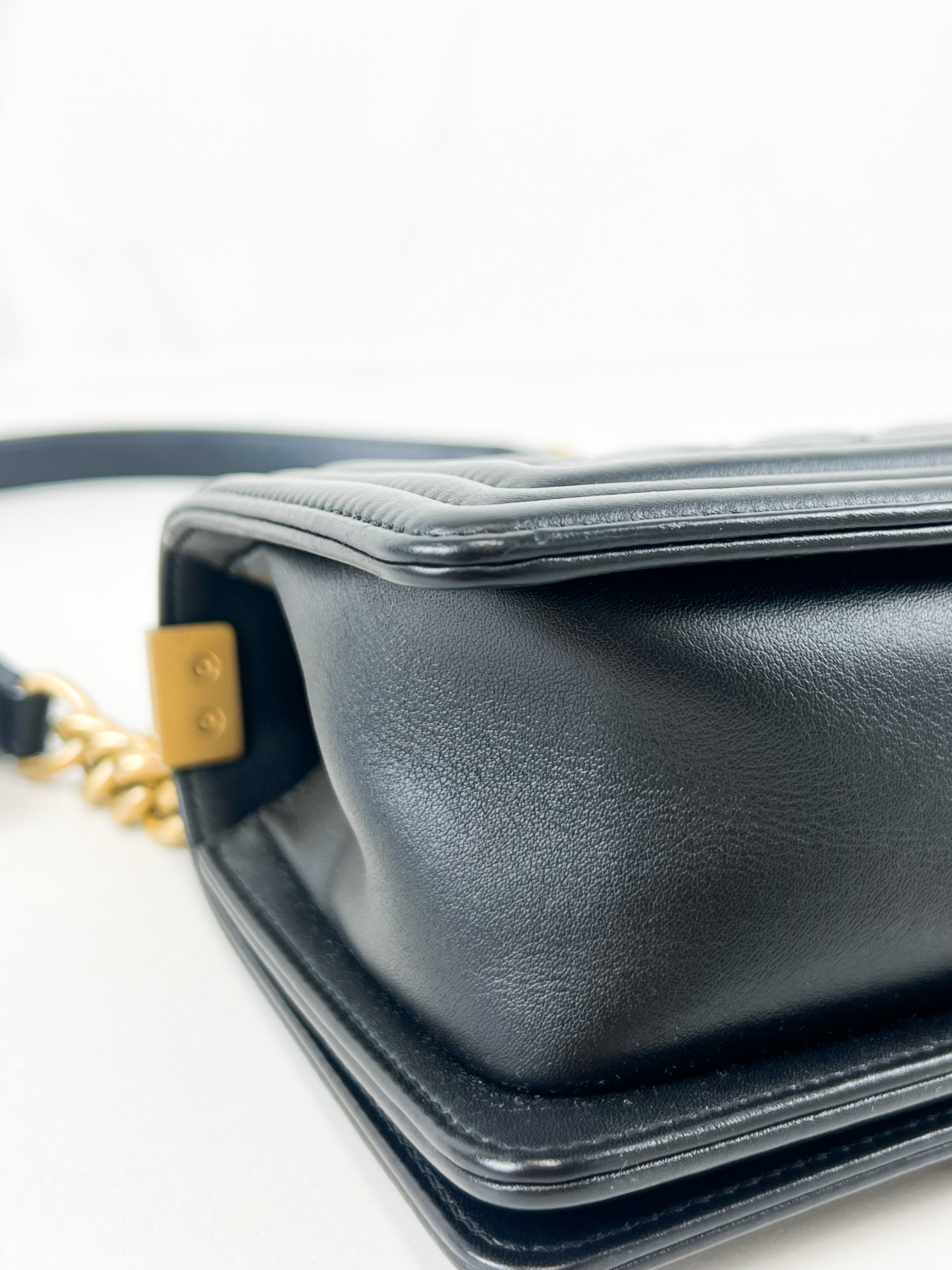 Chanel Small Quilted Calfskin Boy Bag with Gold Hardware
