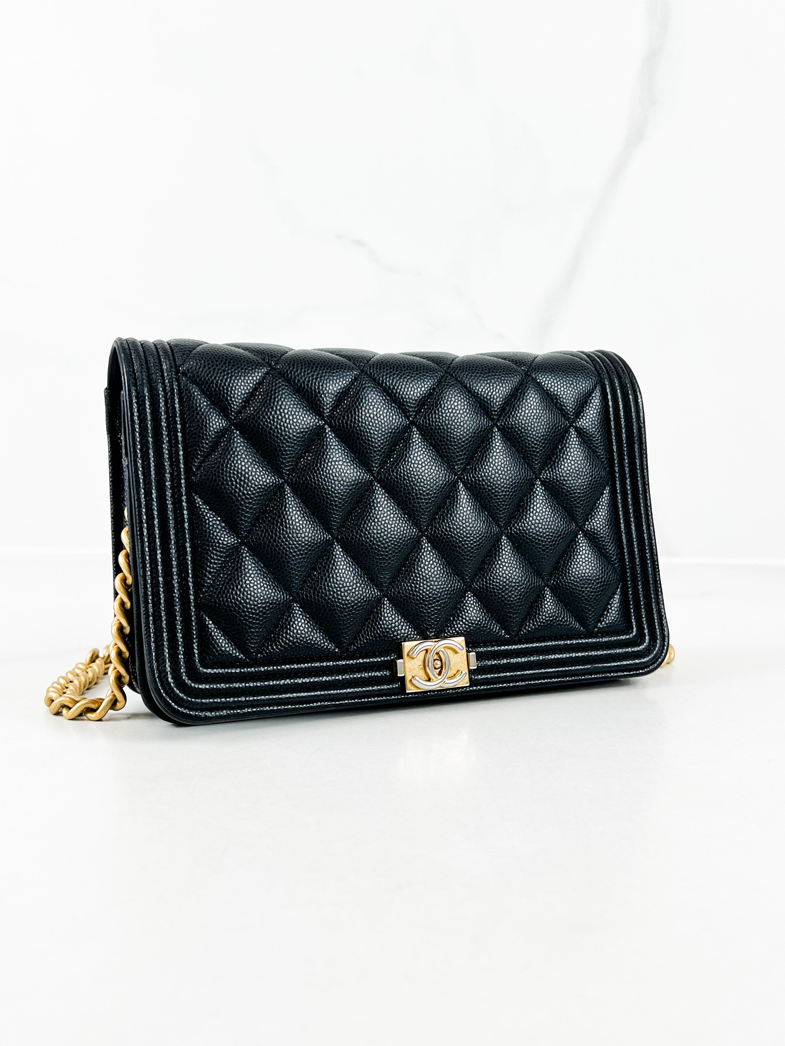 Chanel Boy Wallet on Chain Caviar with GHW