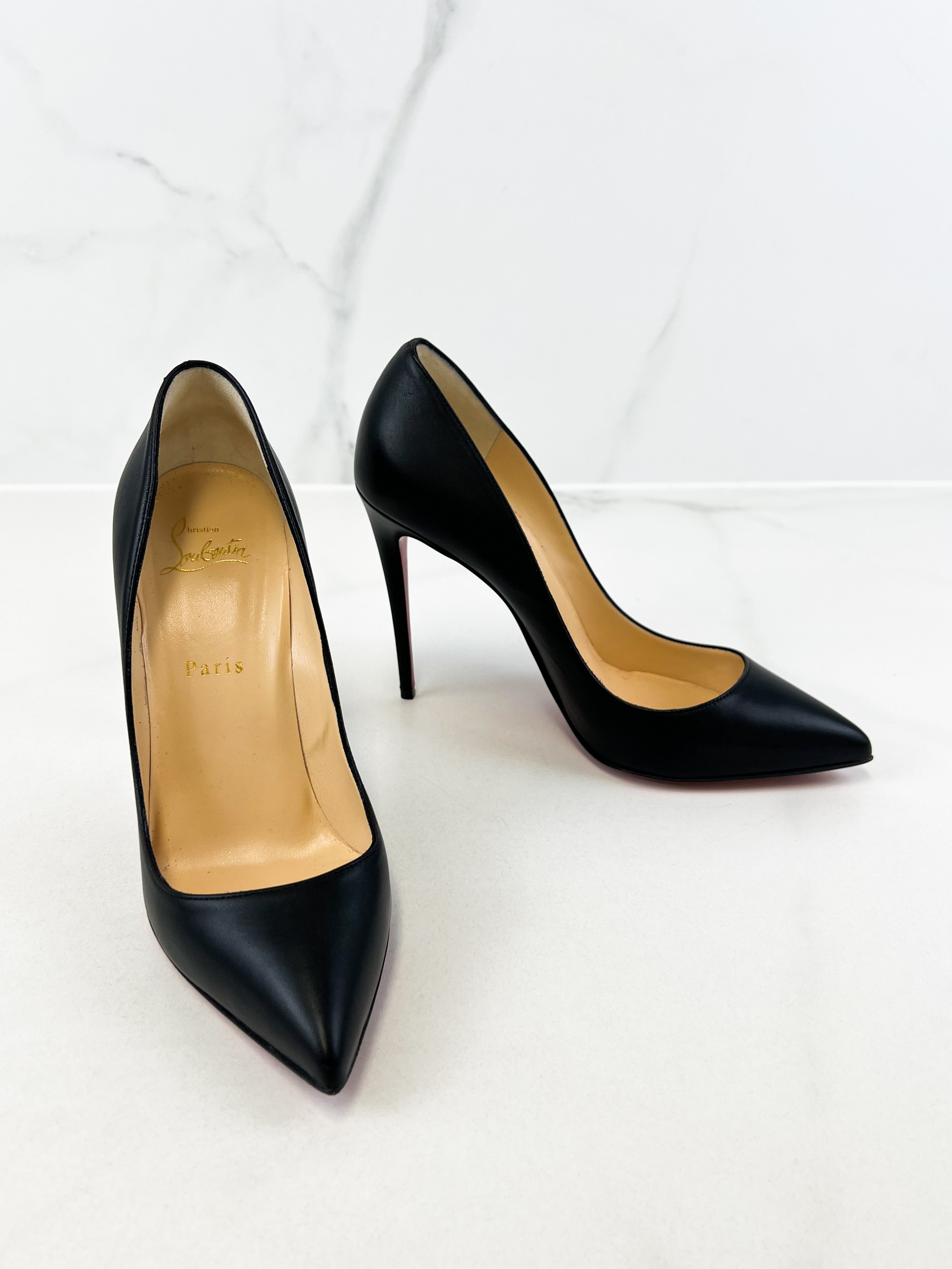 Christian Louboutin Black Leather Pigalle Follies 100 Patent Size 39