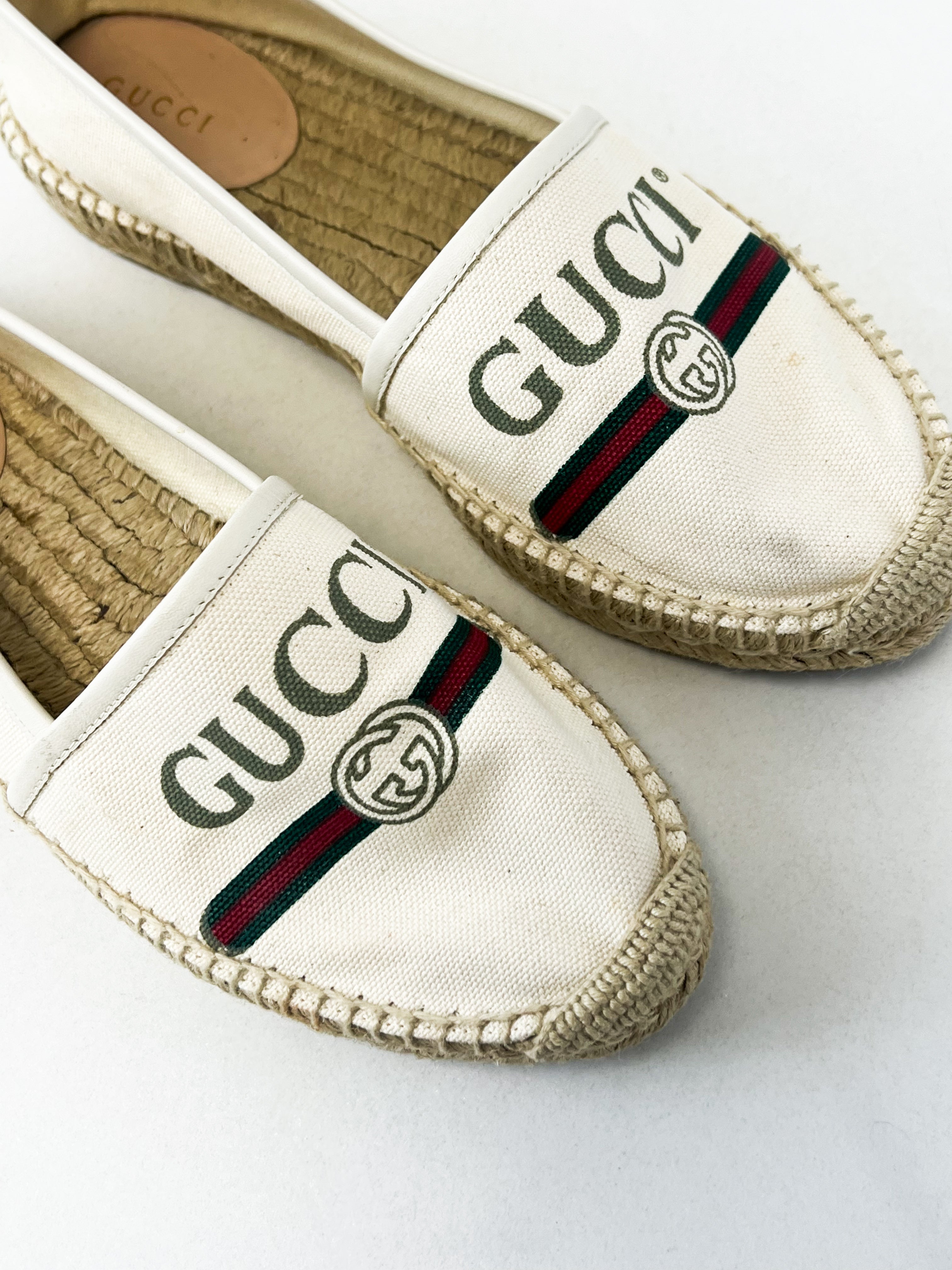 Gucci GG Espadrilles in Cream Canvas Size 37.5