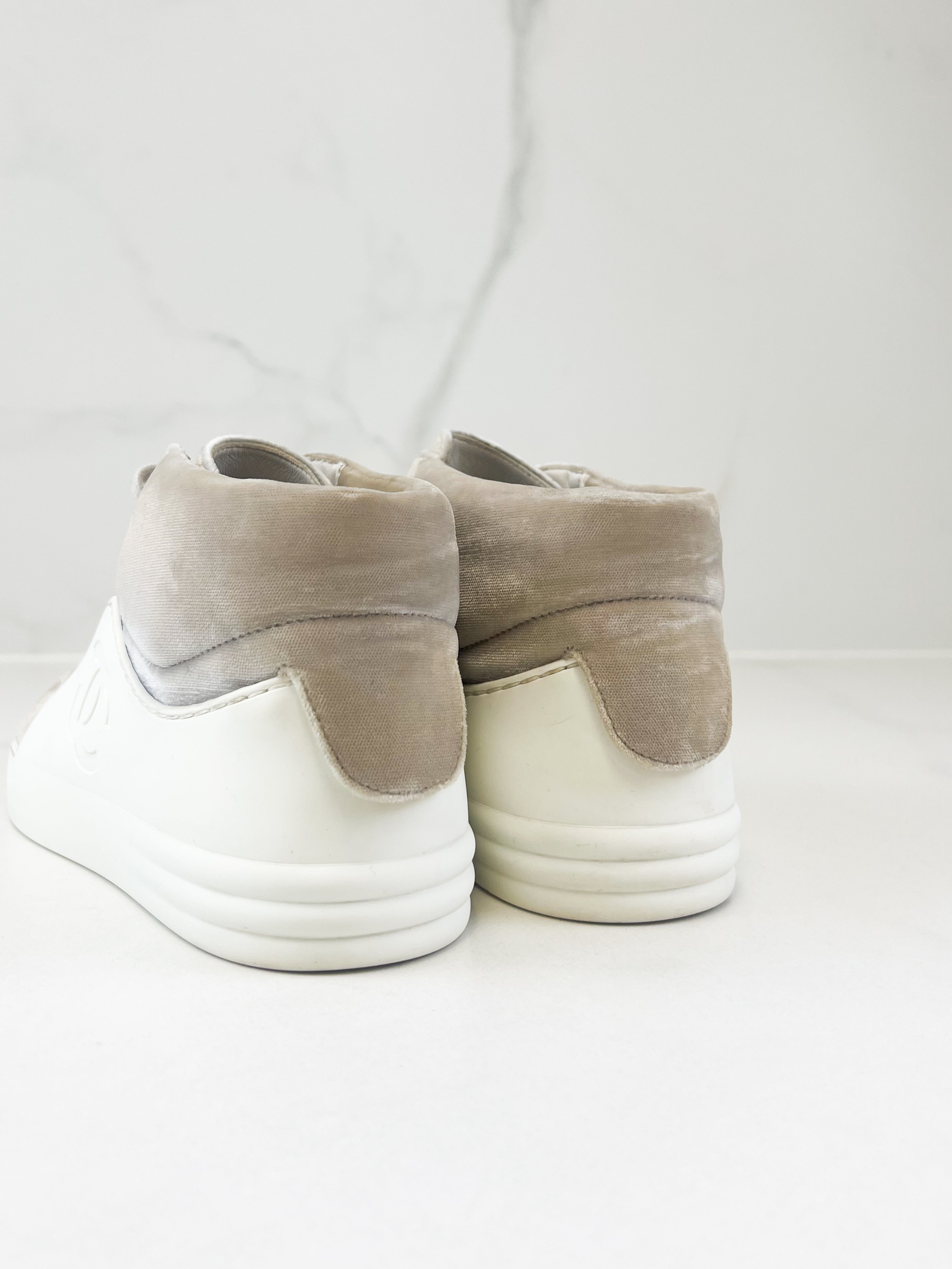 Chanel CC Velvet Leather Sneaker Size 37.5