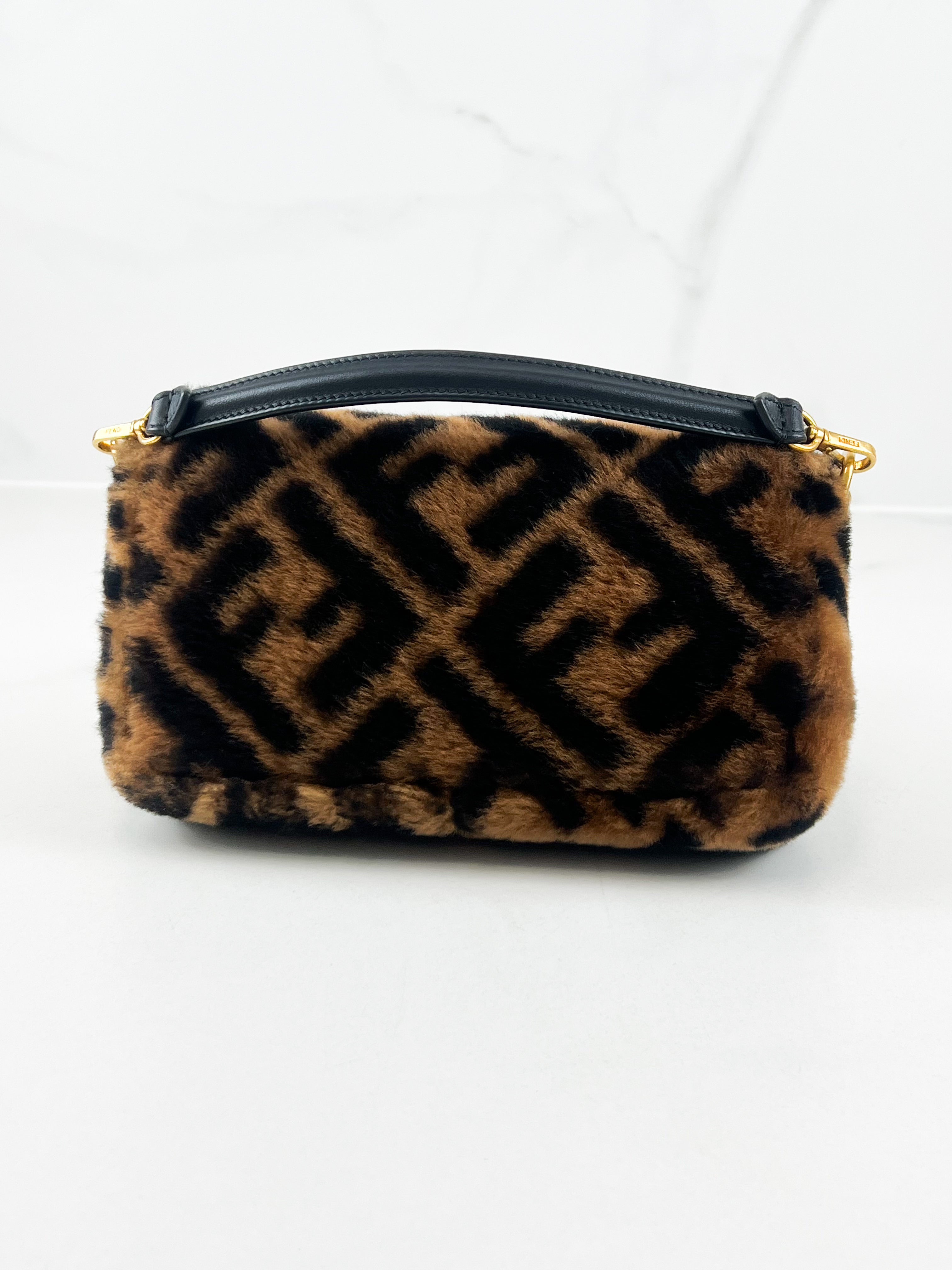 Fendi FF Baguette Shearling Mini Bag