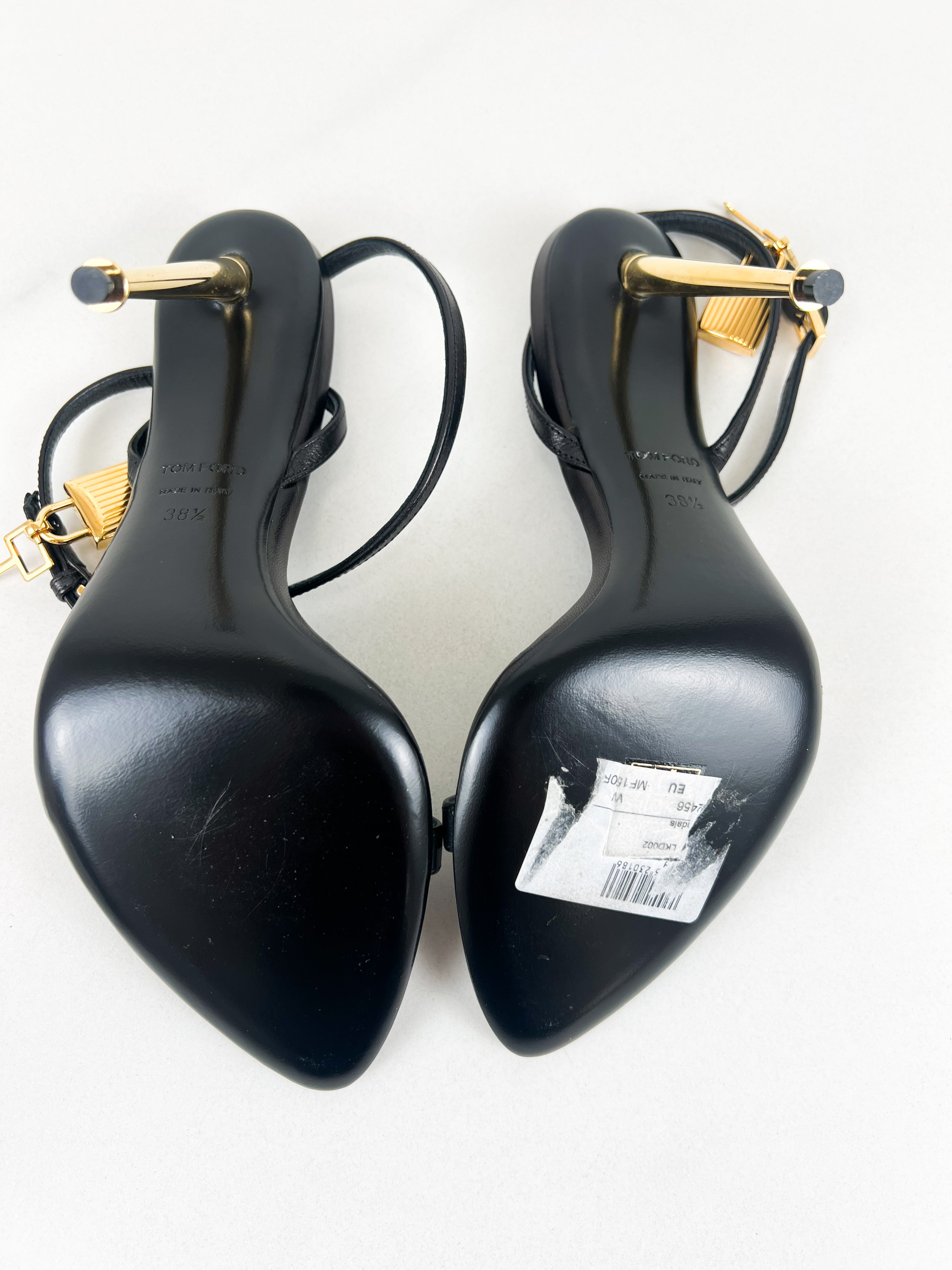 Tom Ford Leather Black Padlock Sandal Size 38.5