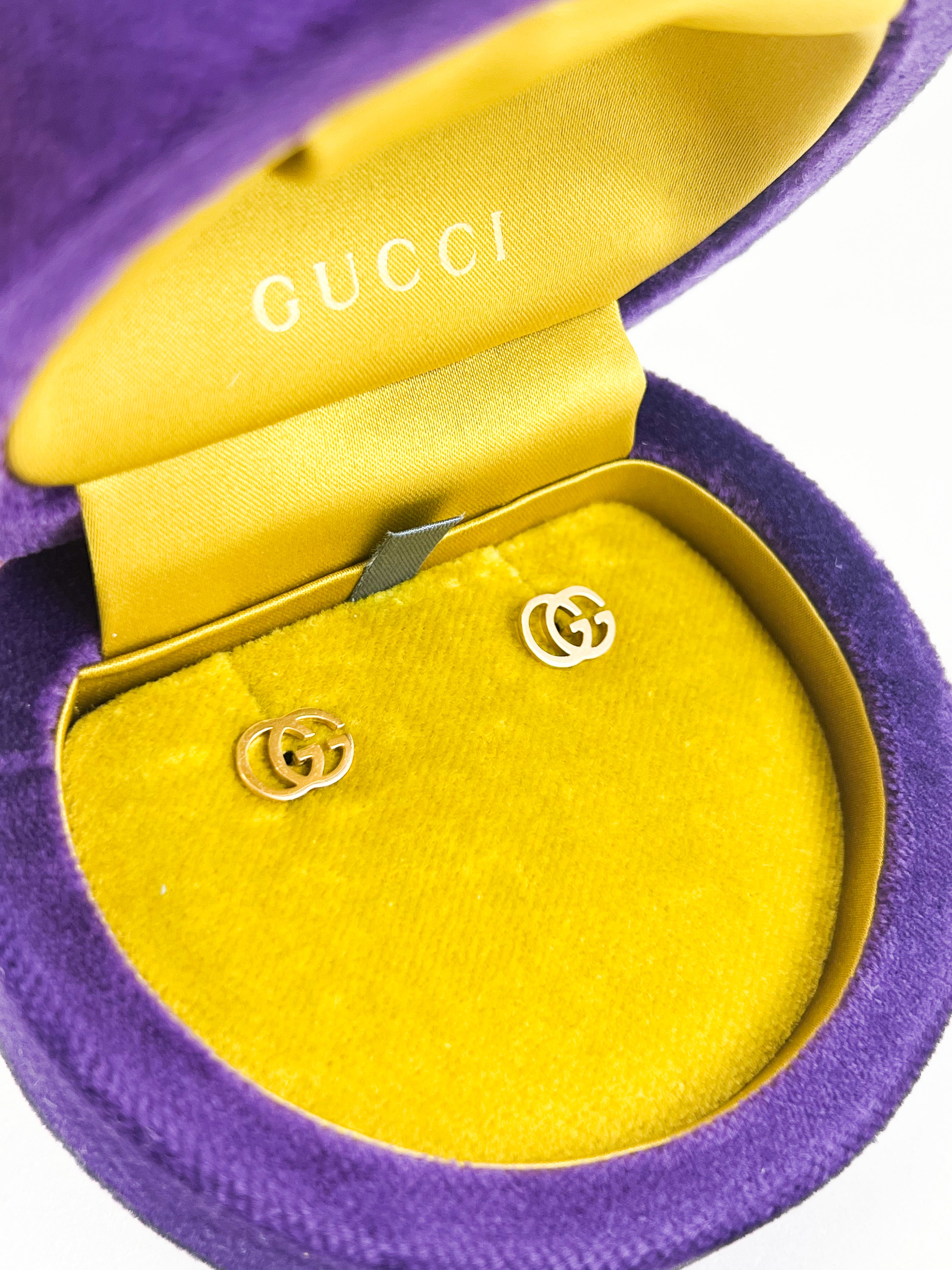 Gucci 18KT Yellow Gold Interlocking G Studs