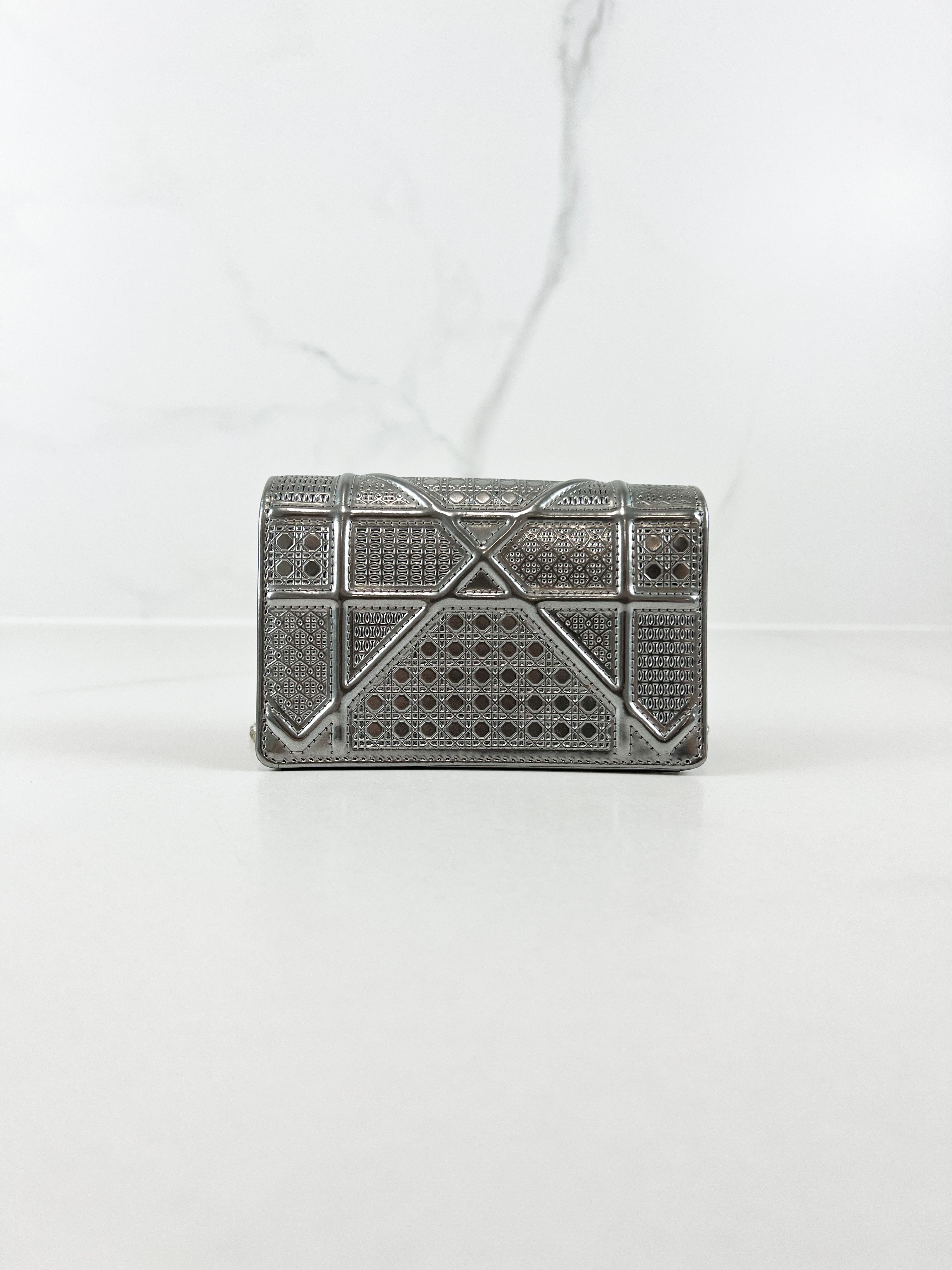 Christian Dior Silver Diorama Micro WOC