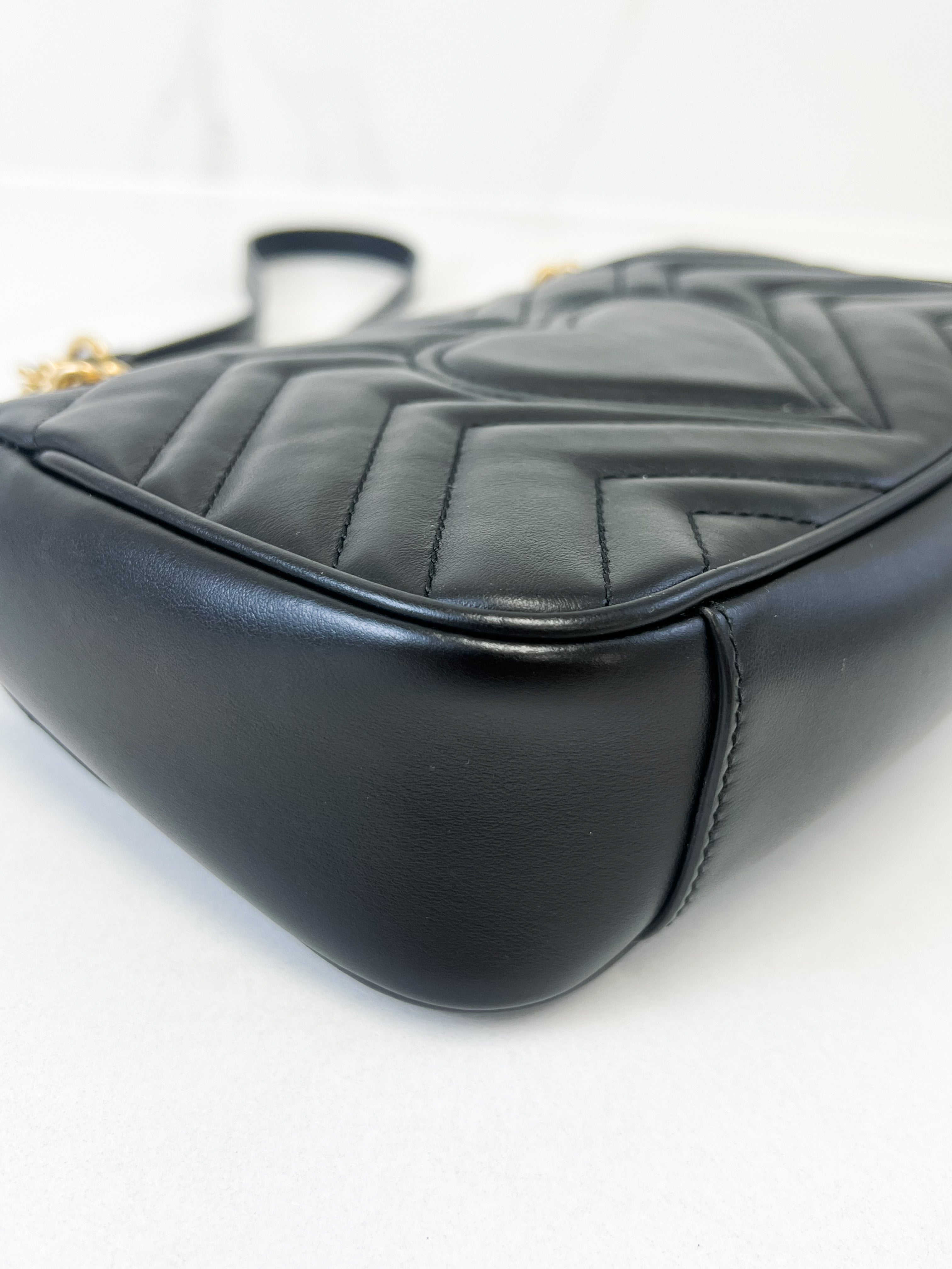 Gucci Black GG Marmont Matelasse Mini Flap Shoulder Bag