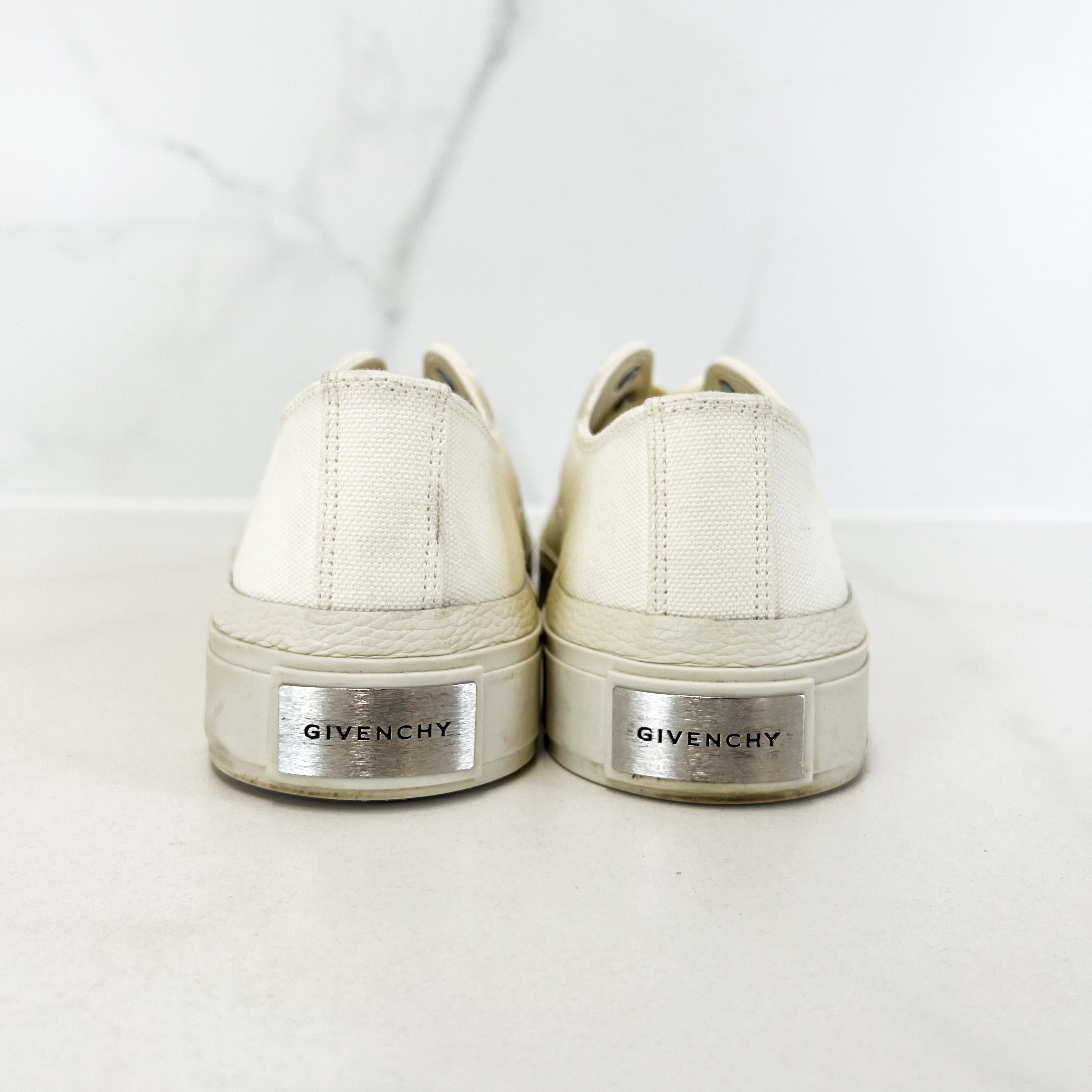 Givenchy White Lace Up Low Top Sneaker Size 38