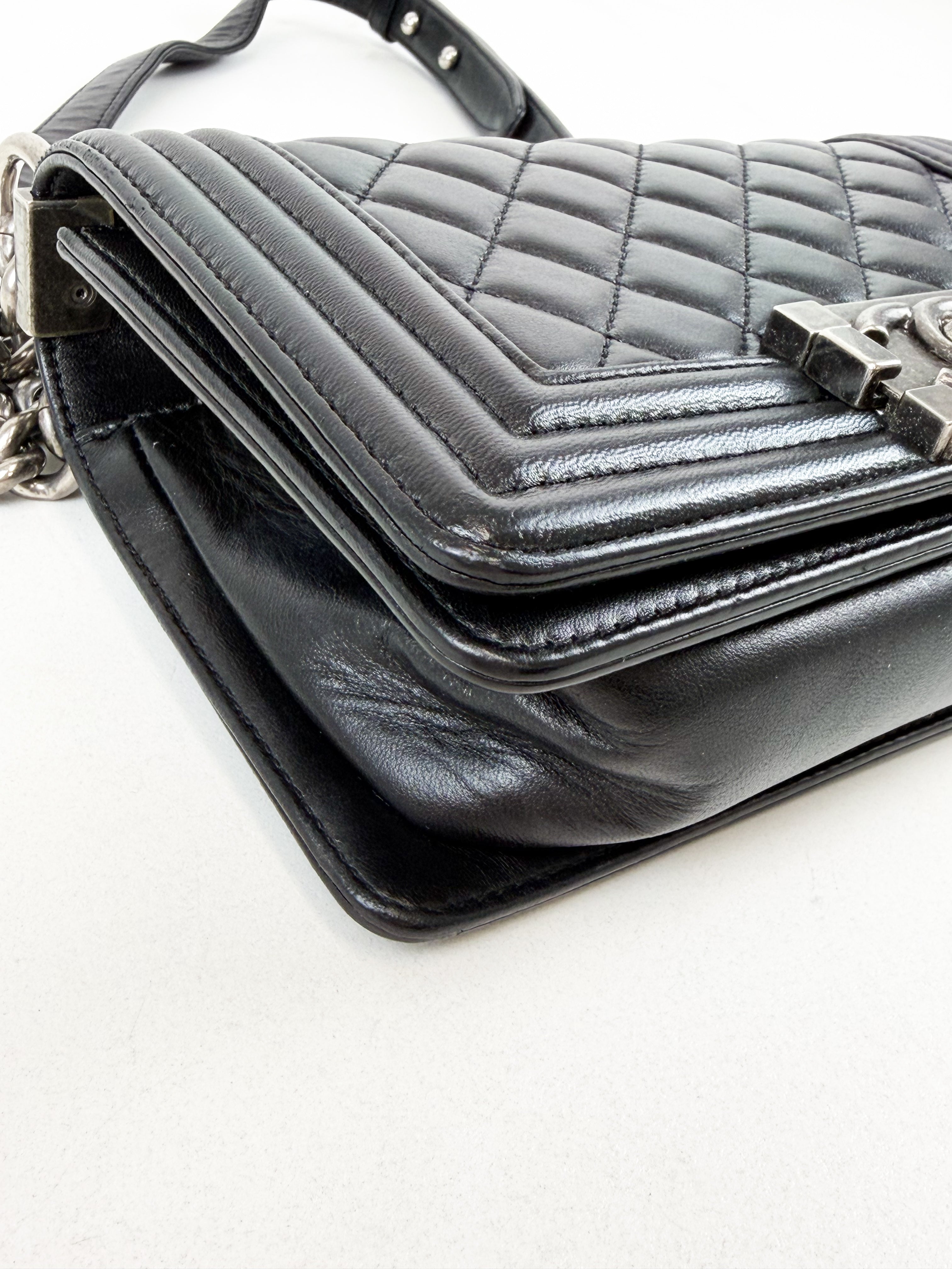 Chanel Small Lambskin Boy Bag with Ruthenium Hardware