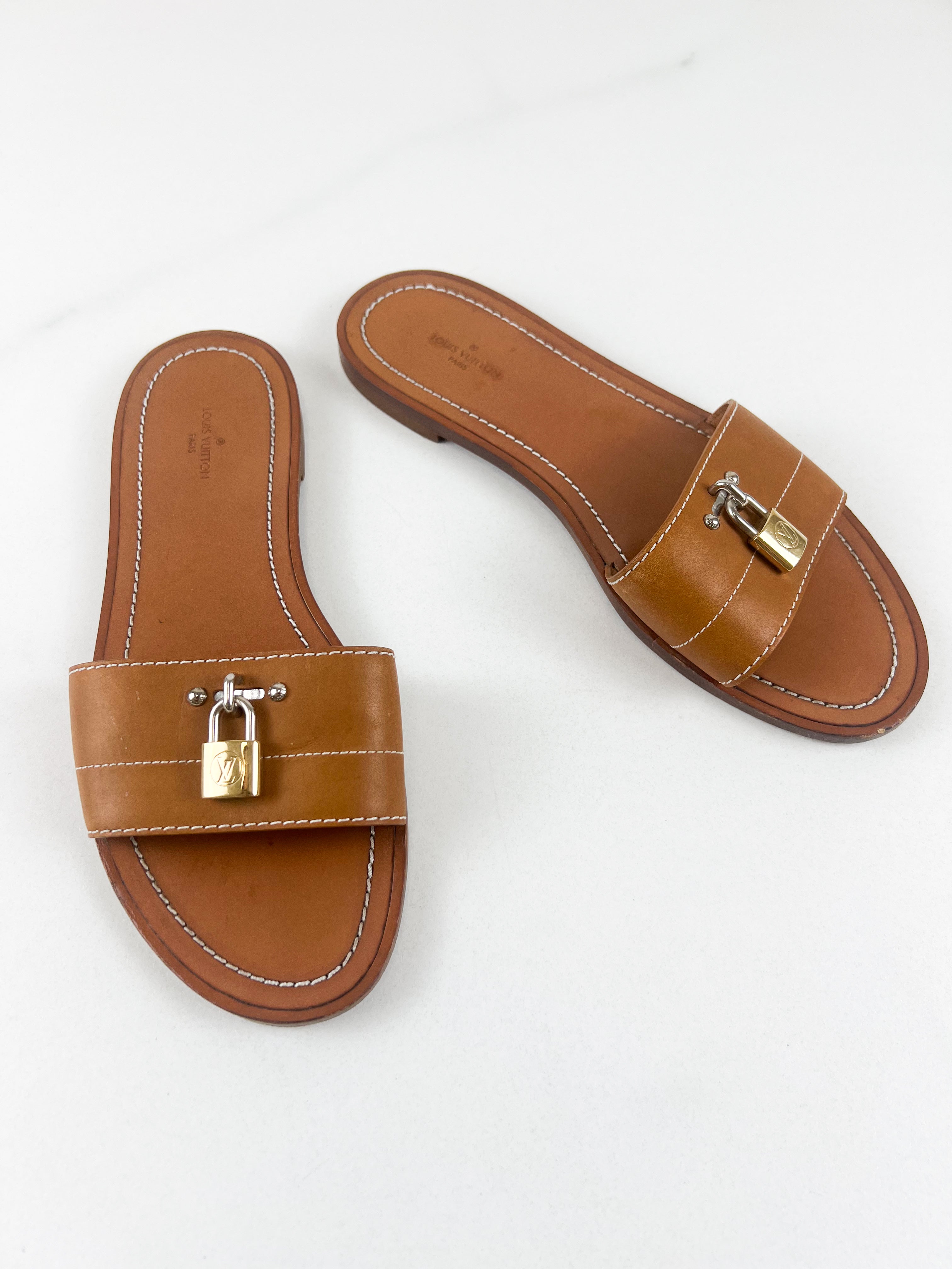 Louis Vuitton Lock It Flat Slides Size 38
