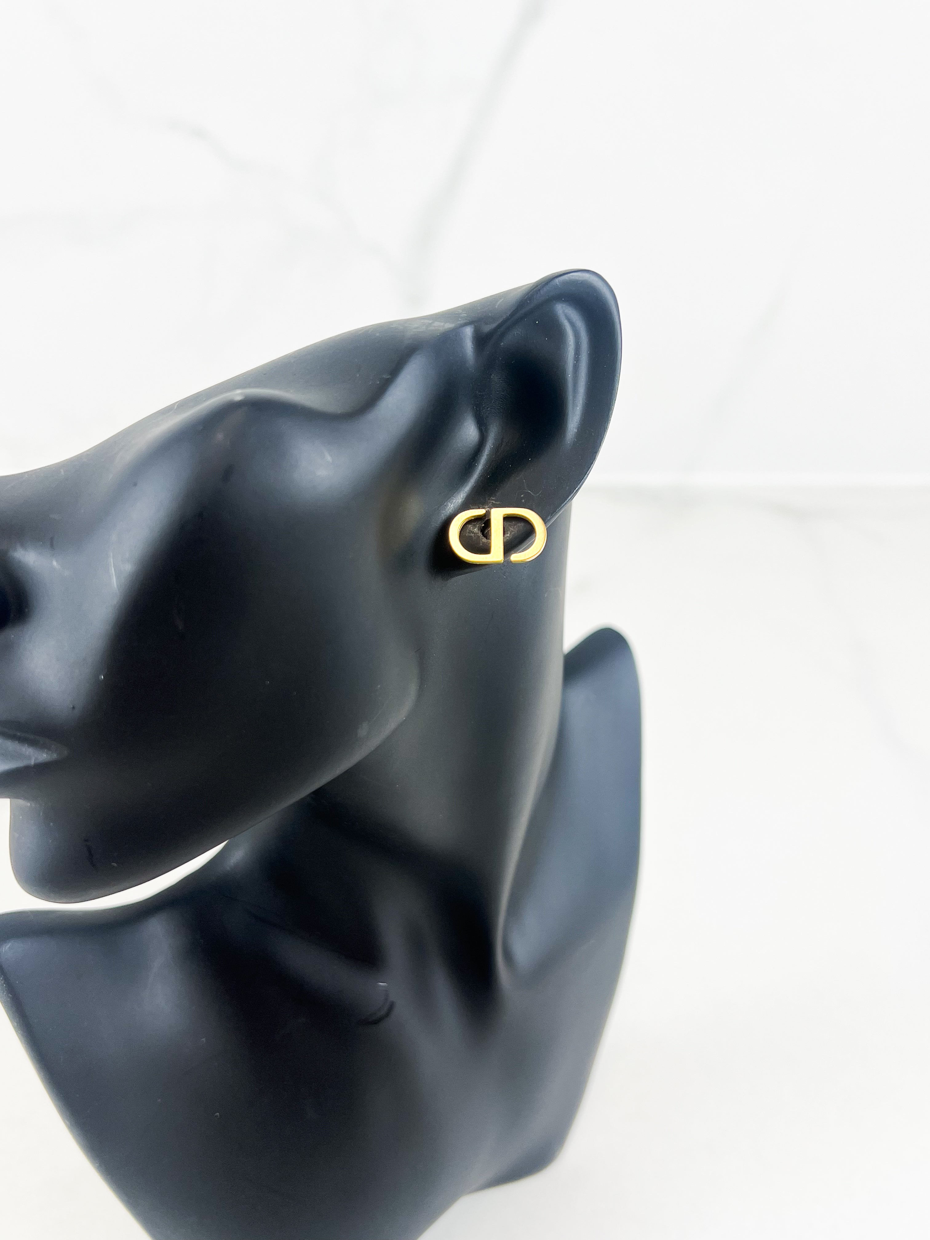 Christian Dior Signature CD Stud Earrings in Gold
