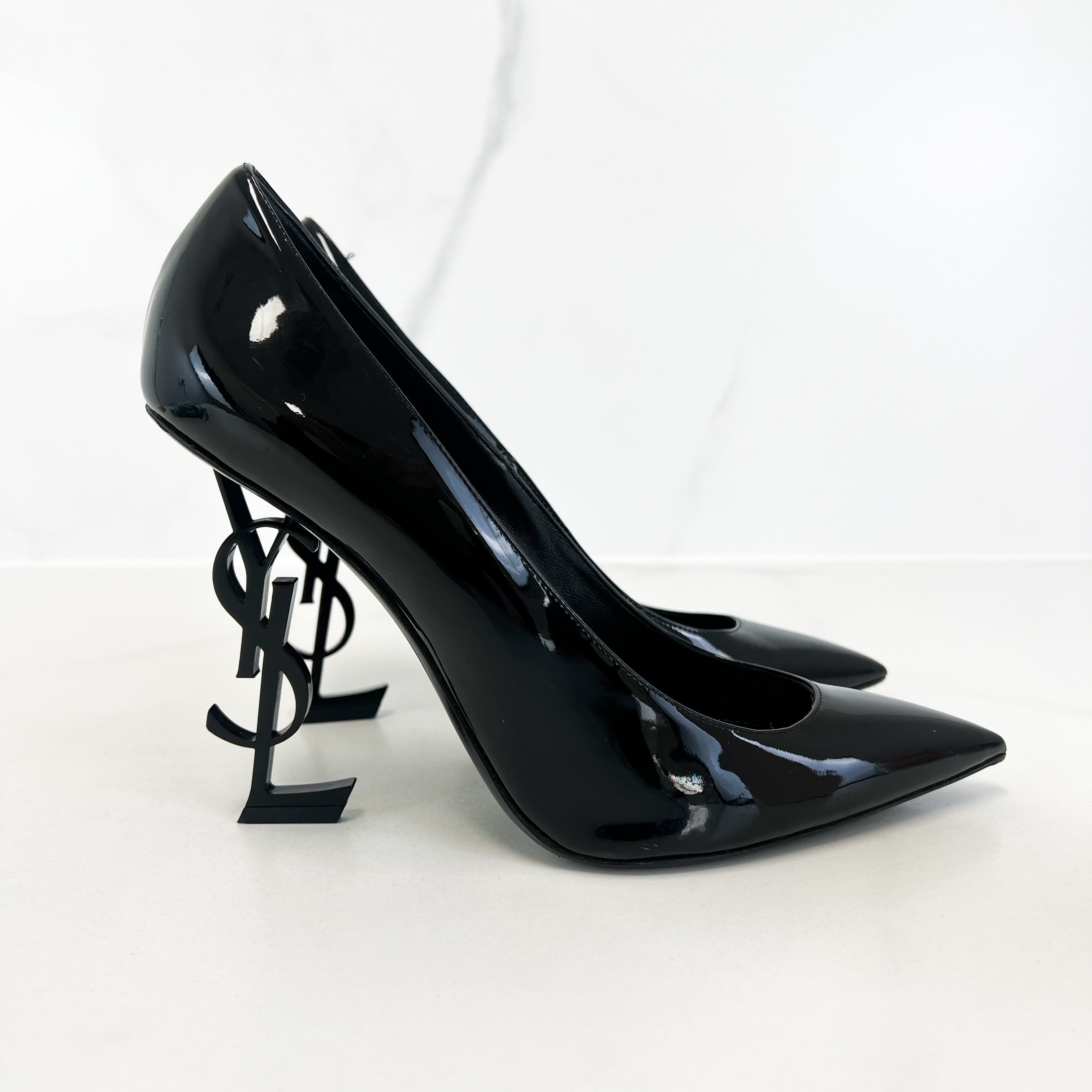 Saint Laurent Opyum Black Leather Pumps BHW Size 42